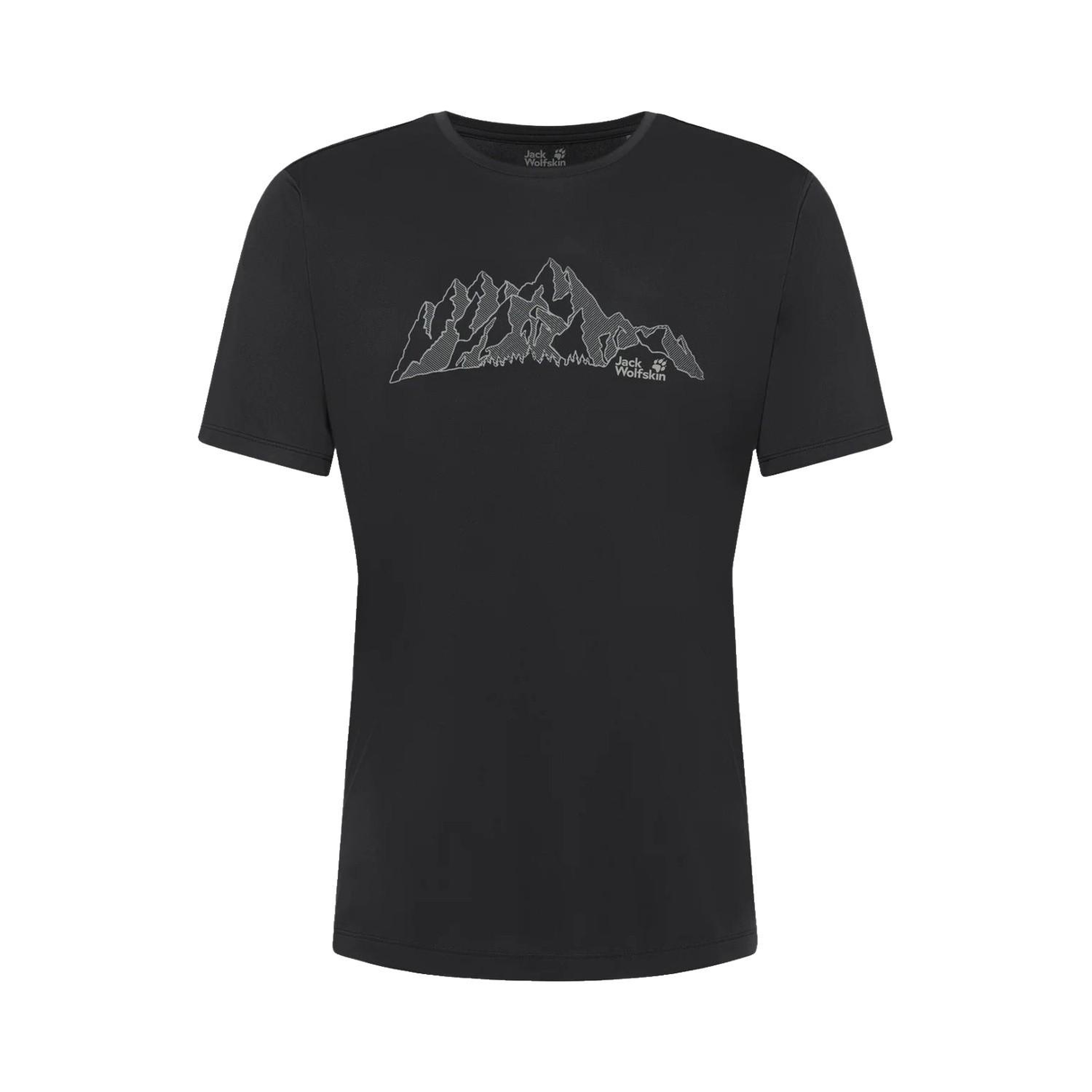 Jack Wolfskin Peak Graphic Erkek Siyah Tişört