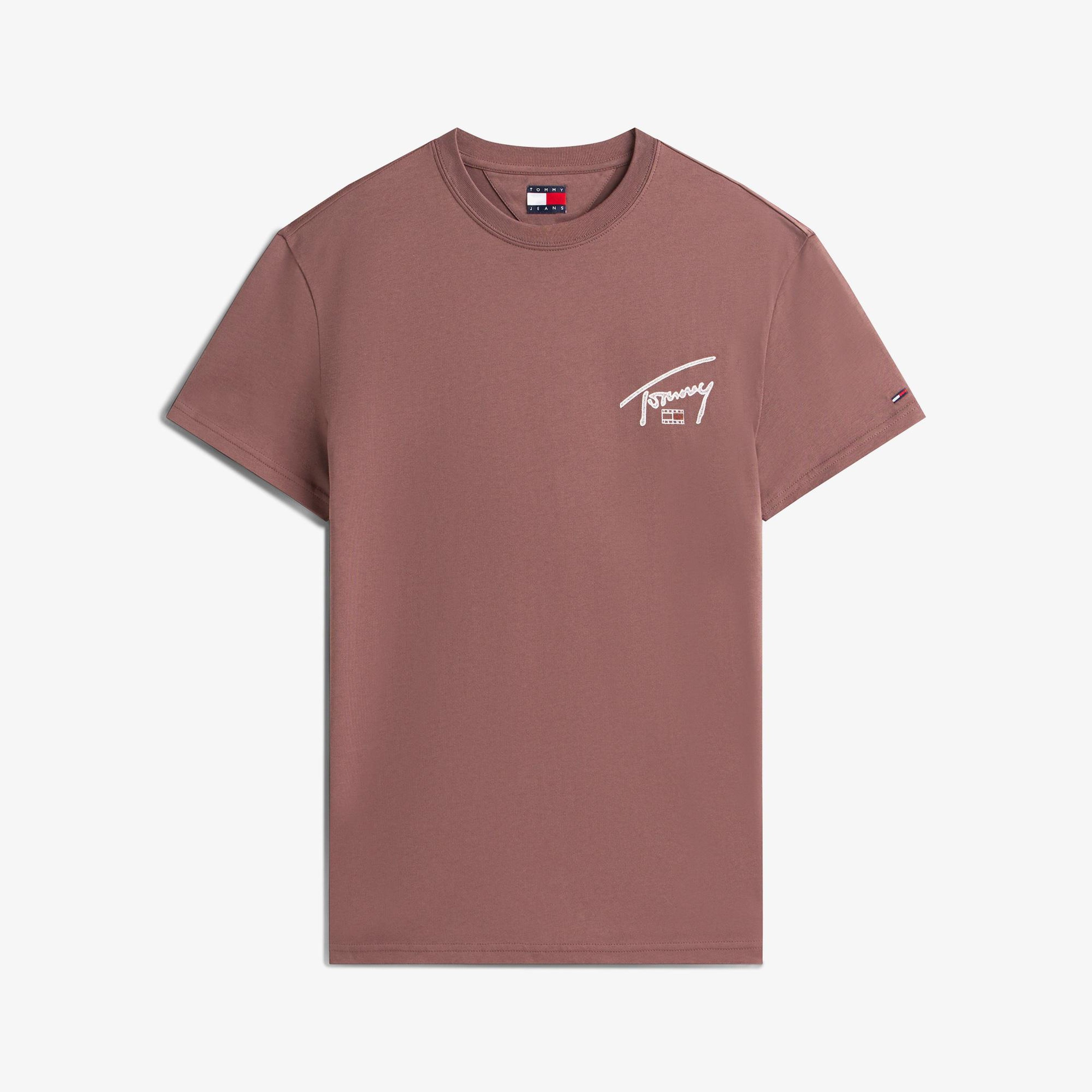 Tommy Hilfiger Regular Sign Backprint Erkek Kahverengi T-Shirt