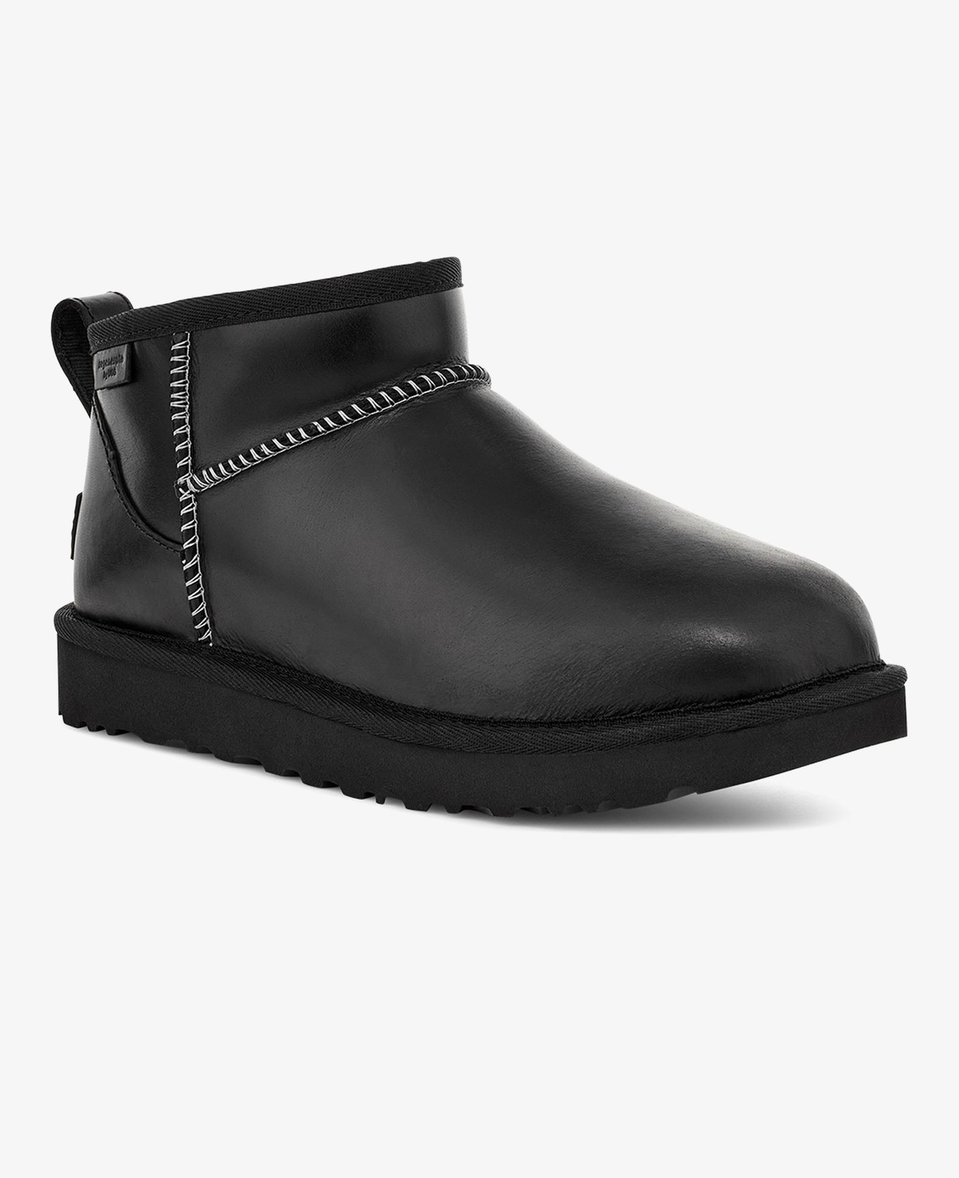 UGG Classic Ultra Mini Lthr Regen Kadın Siyah Bot