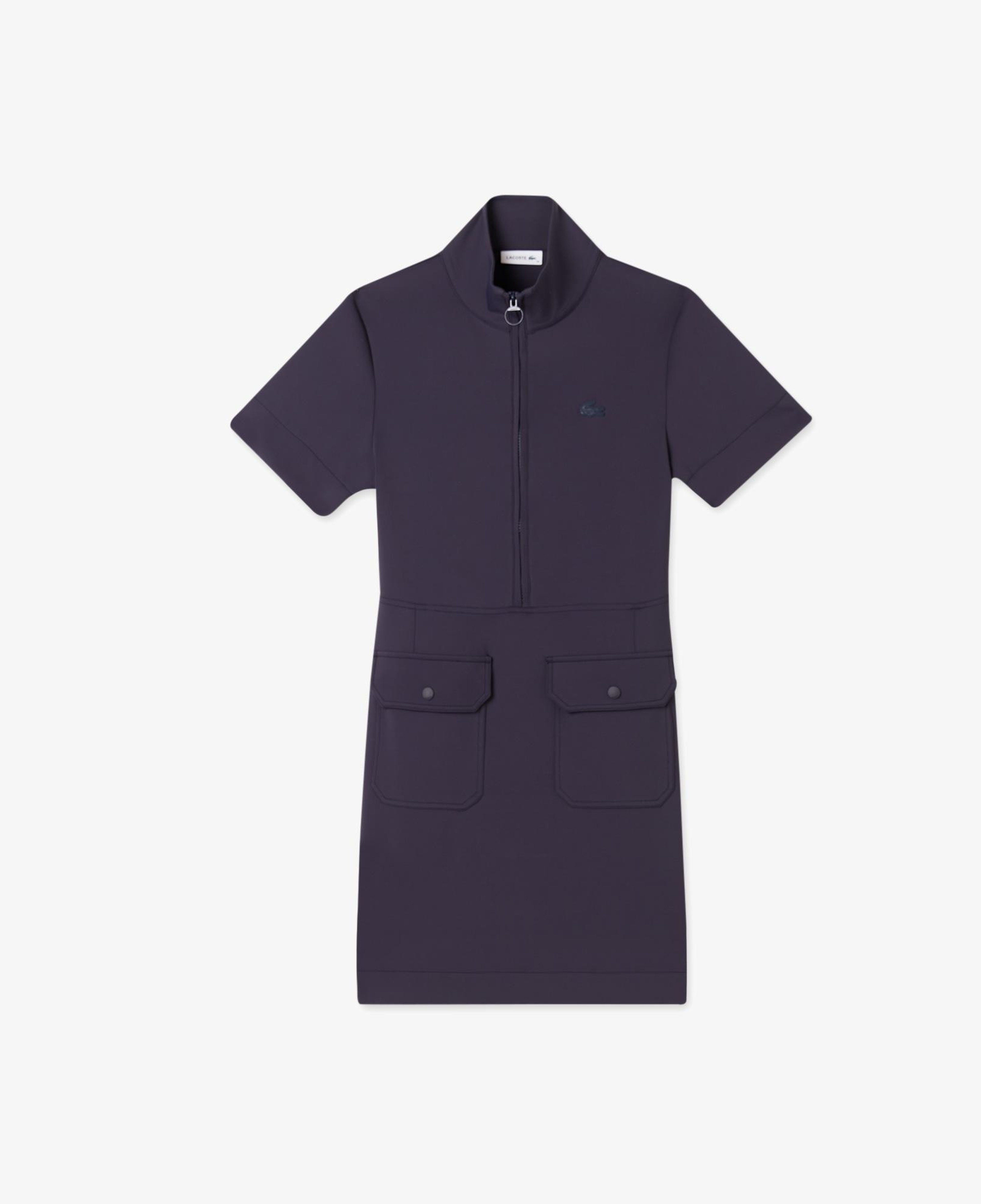 Kadın Classic Fit Kısa Kollu Dik Yaka Lacivert Elbise