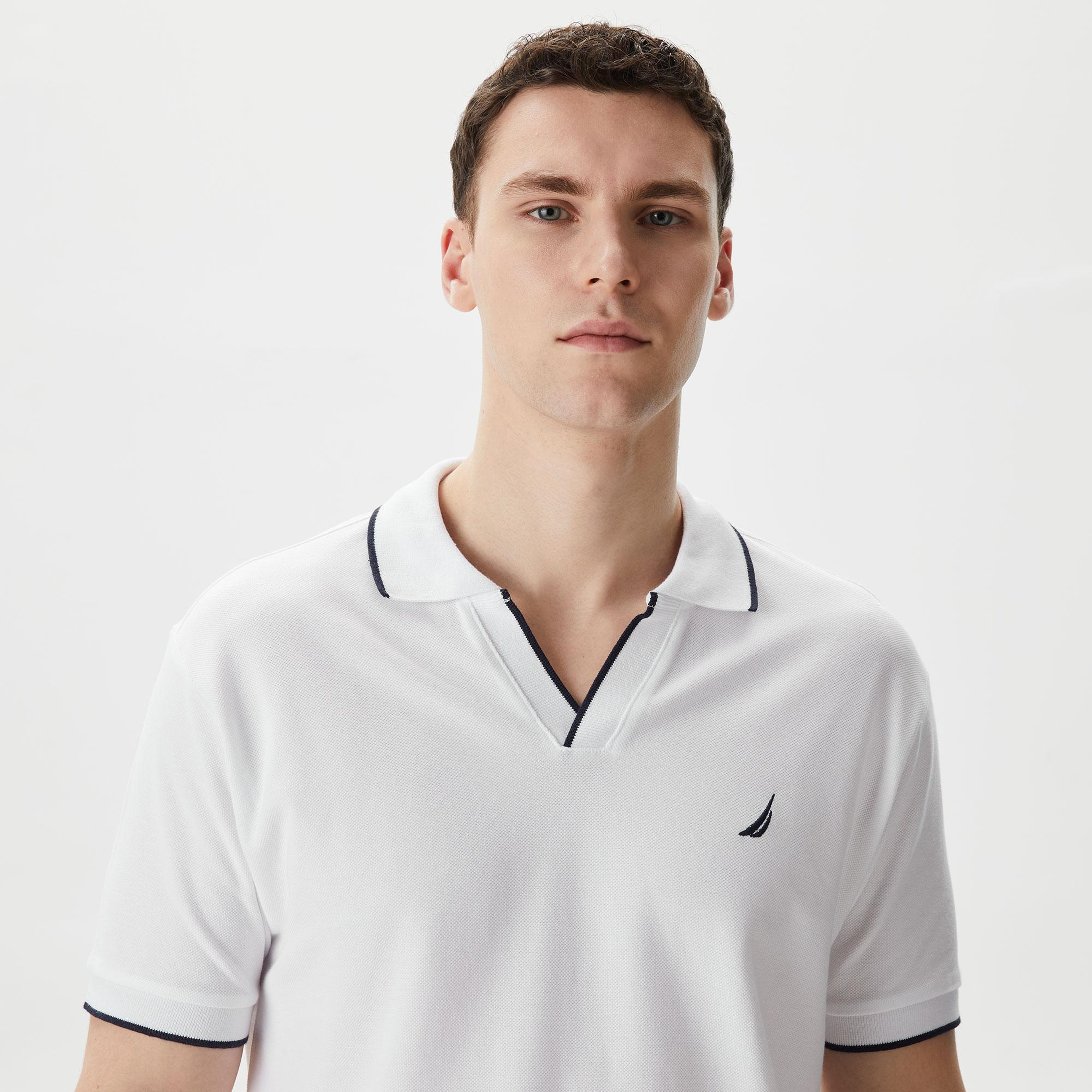 Nautica Erkek Beyaz Classic Fit Kısa Kollu Polo Yaka T-Shirt