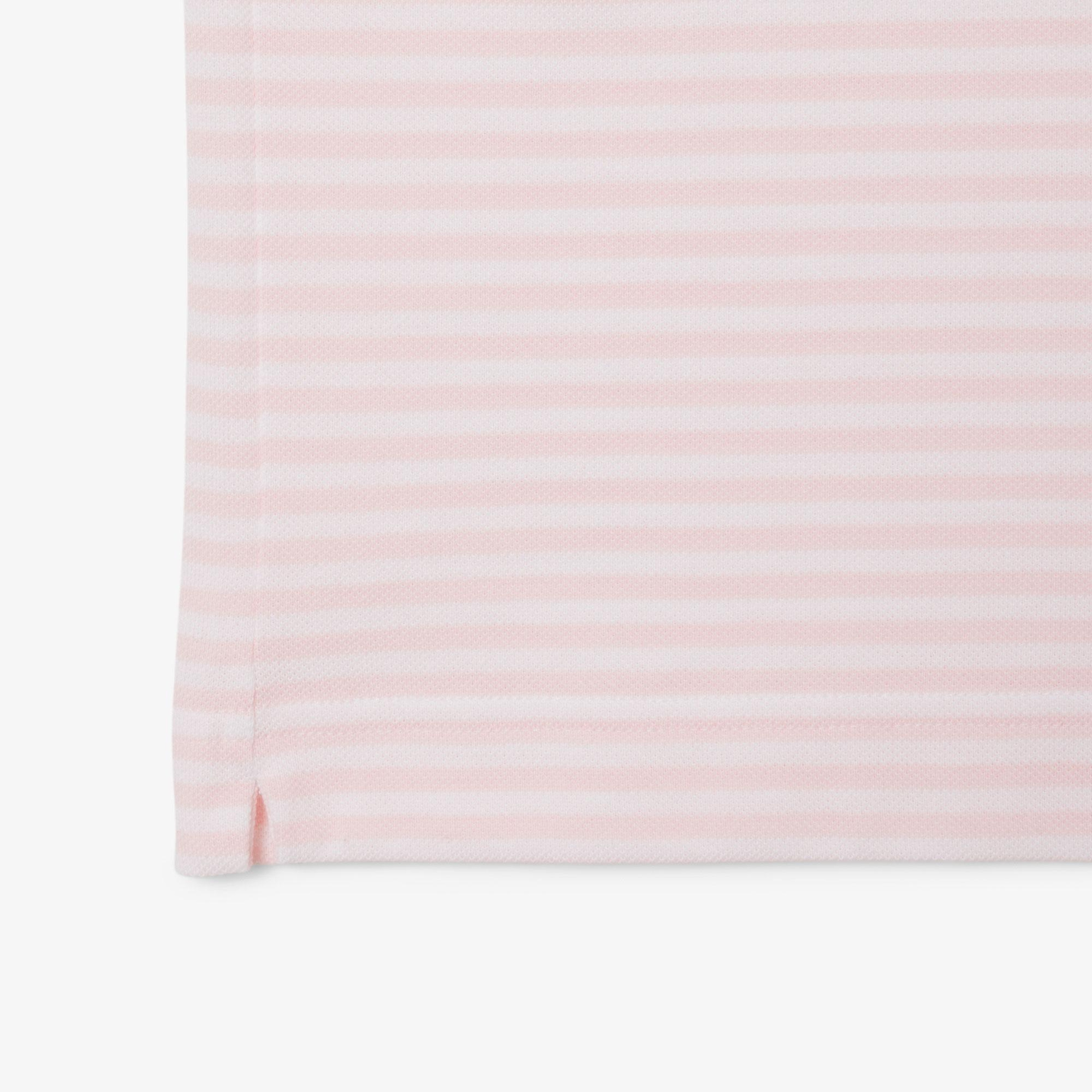 L.12.12 Erkek Classic Fit Çizgili Pembe Polo