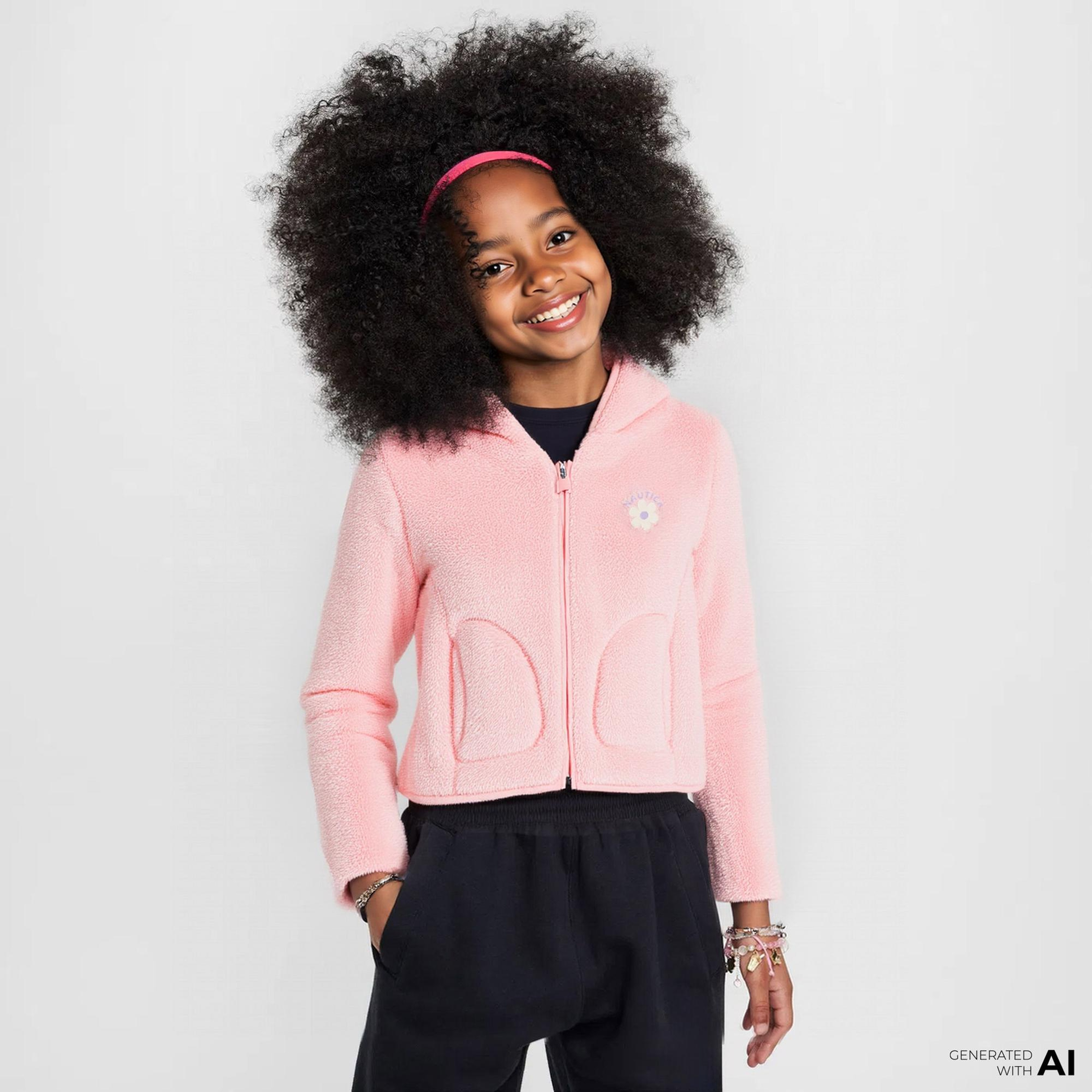 Nautica Knit Active Top Çocuk Pembe Sweatshirt