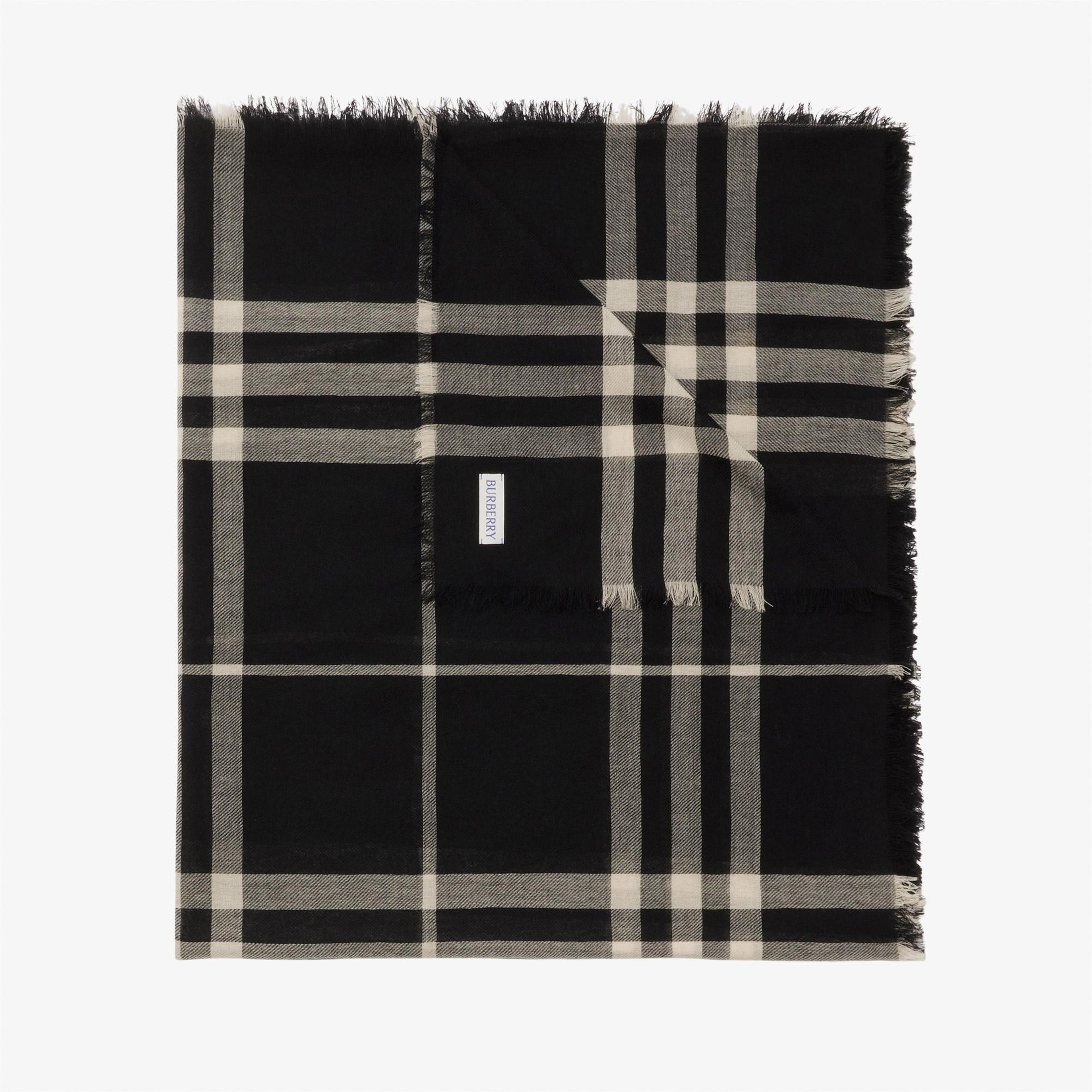 Burberry Check Yün Kadın Siyah Atkı