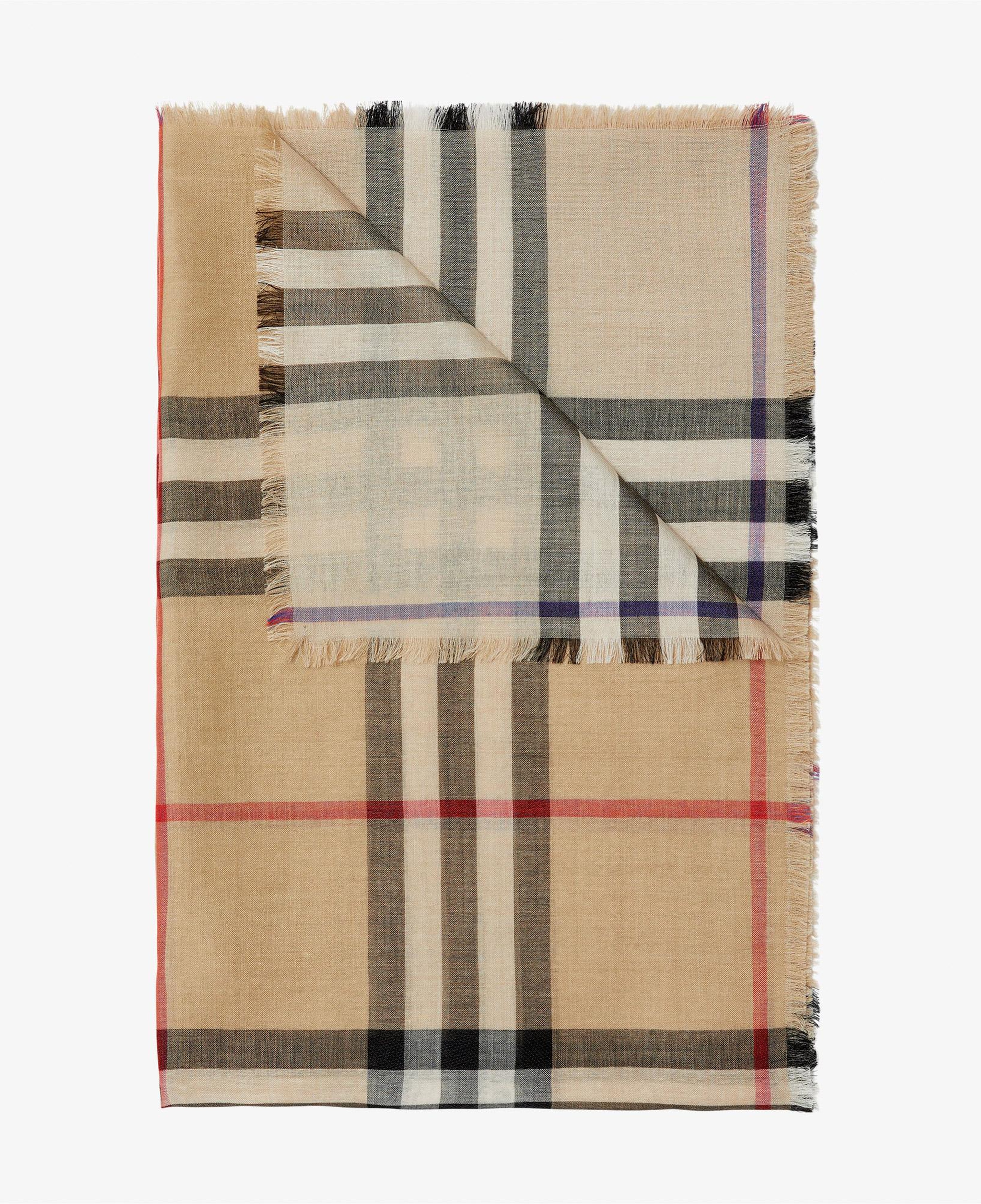 Burberry Gauz Reversible Wool Silk Kadın Bej Atkı