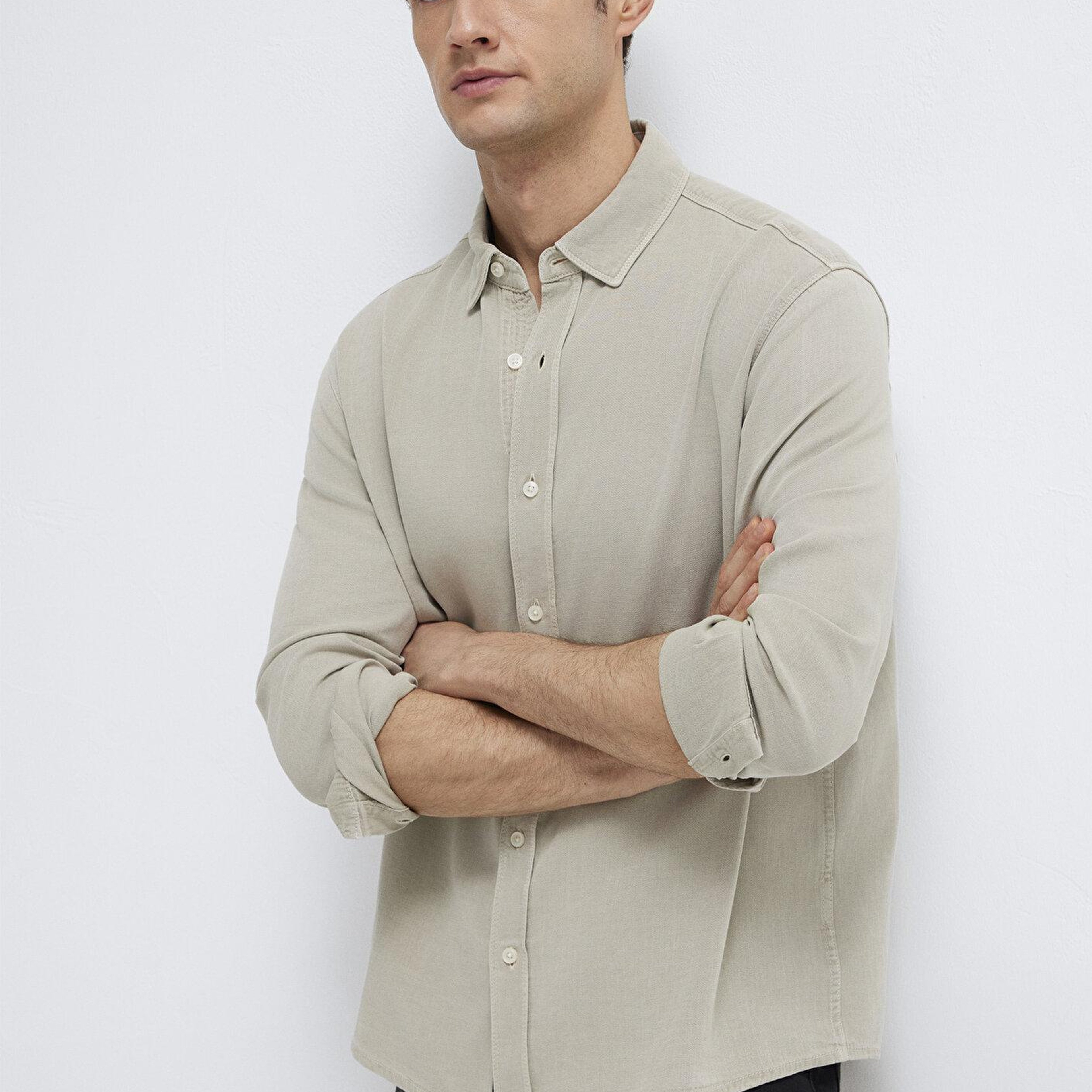 Mavi Keten Karışımlı Yeşil (TENCEL™)  Liyosel Gömlek Regular Fit / Normal Kesim 0211482-70333