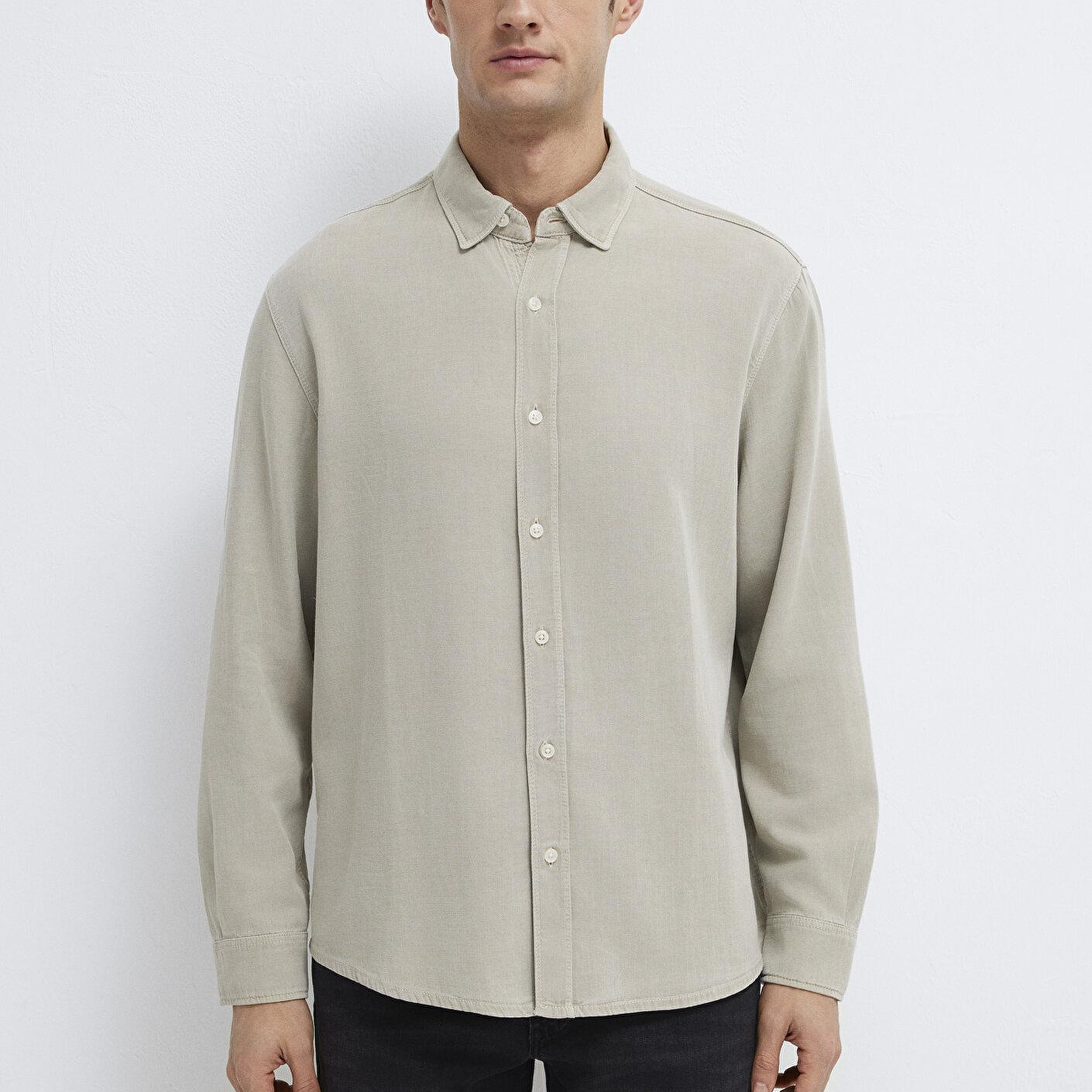 Mavi Keten Karışımlı Yeşil (TENCEL™)  Liyosel Gömlek Regular Fit / Normal Kesim 0211482-70333