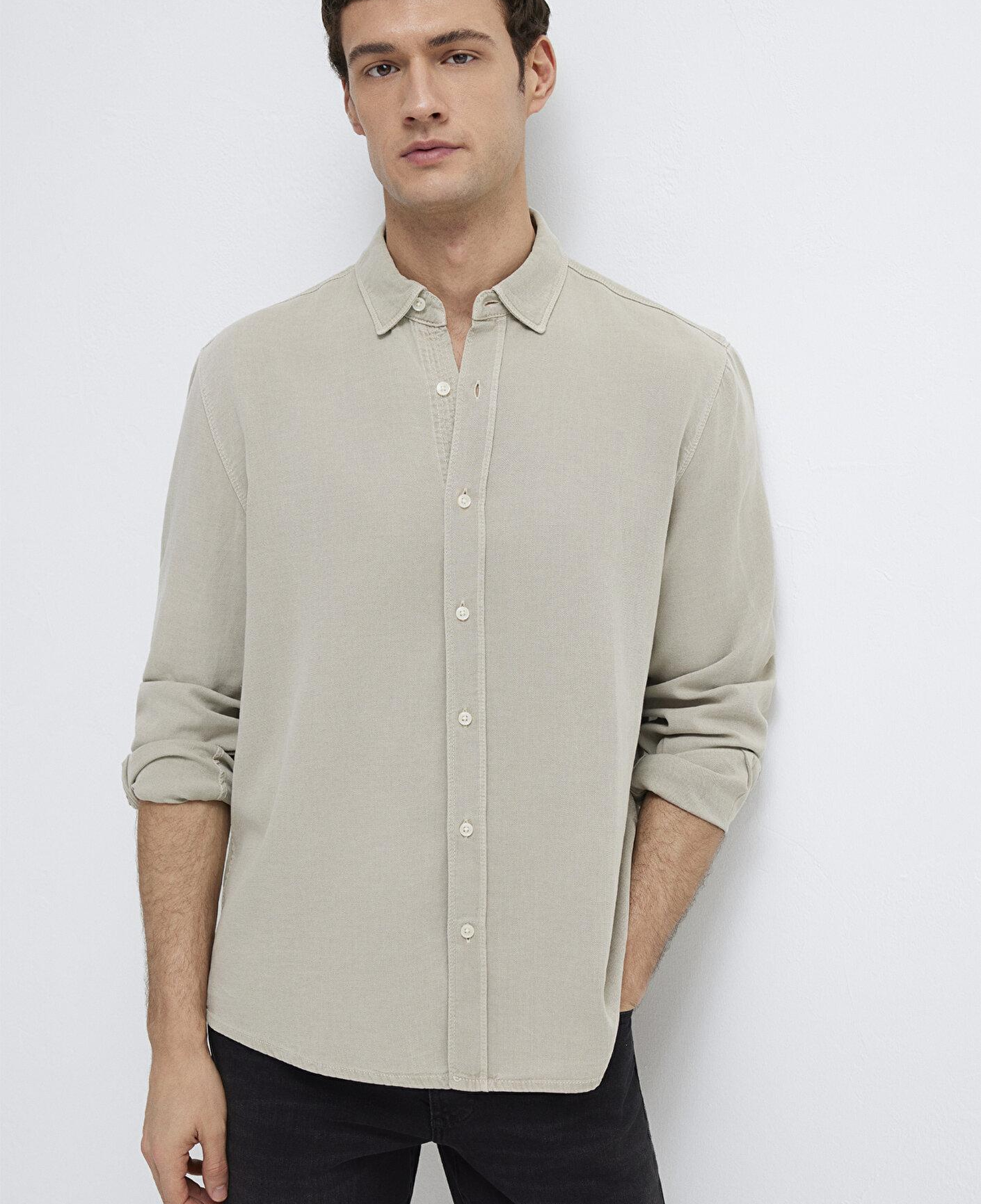 Mavi Keten Karışımlı Yeşil (TENCEL™)  Liyosel Gömlek Regular Fit / Normal Kesim 0211482-70333