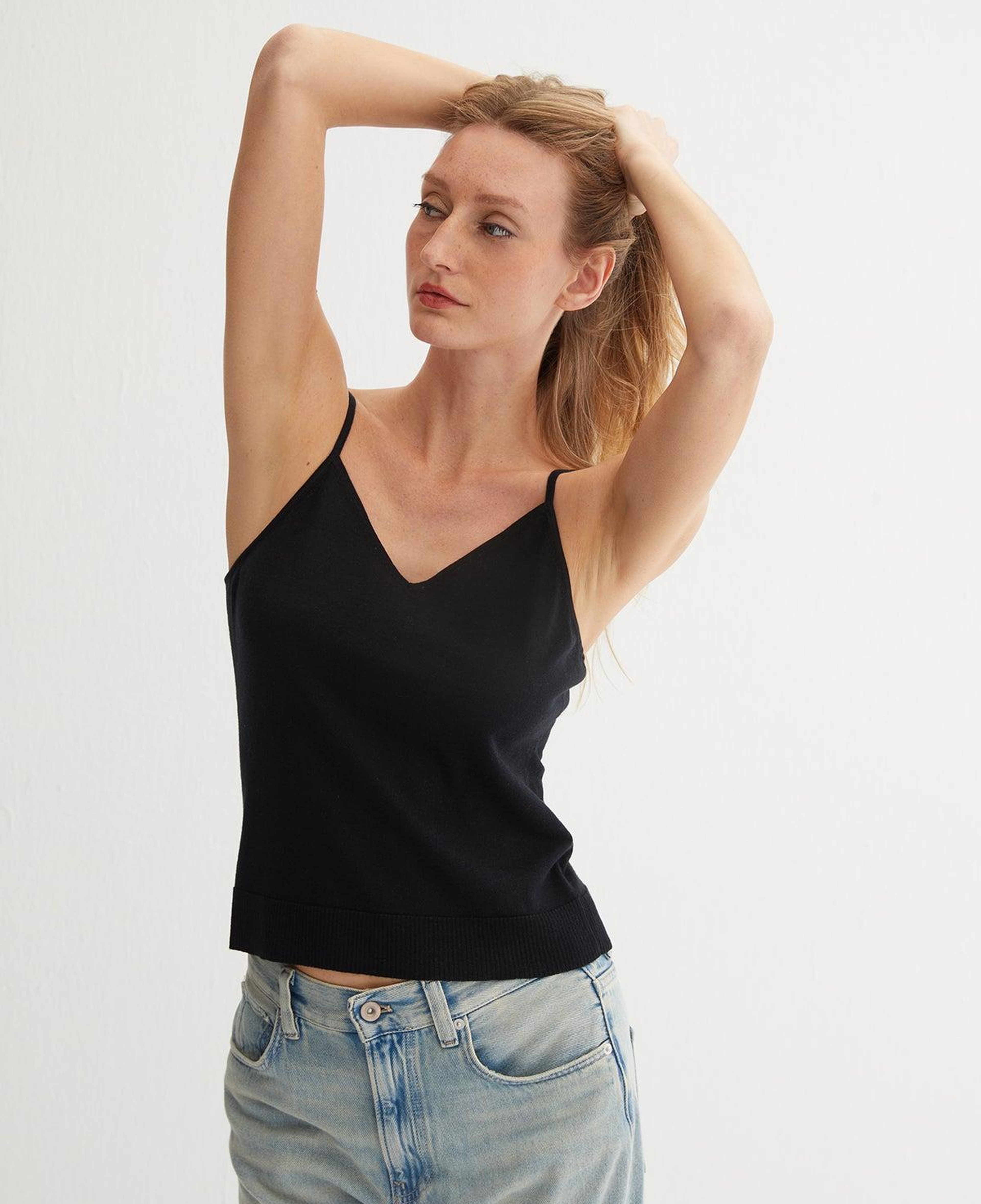 Siyah Zoe İpek Kaşmir Camisole Bluz