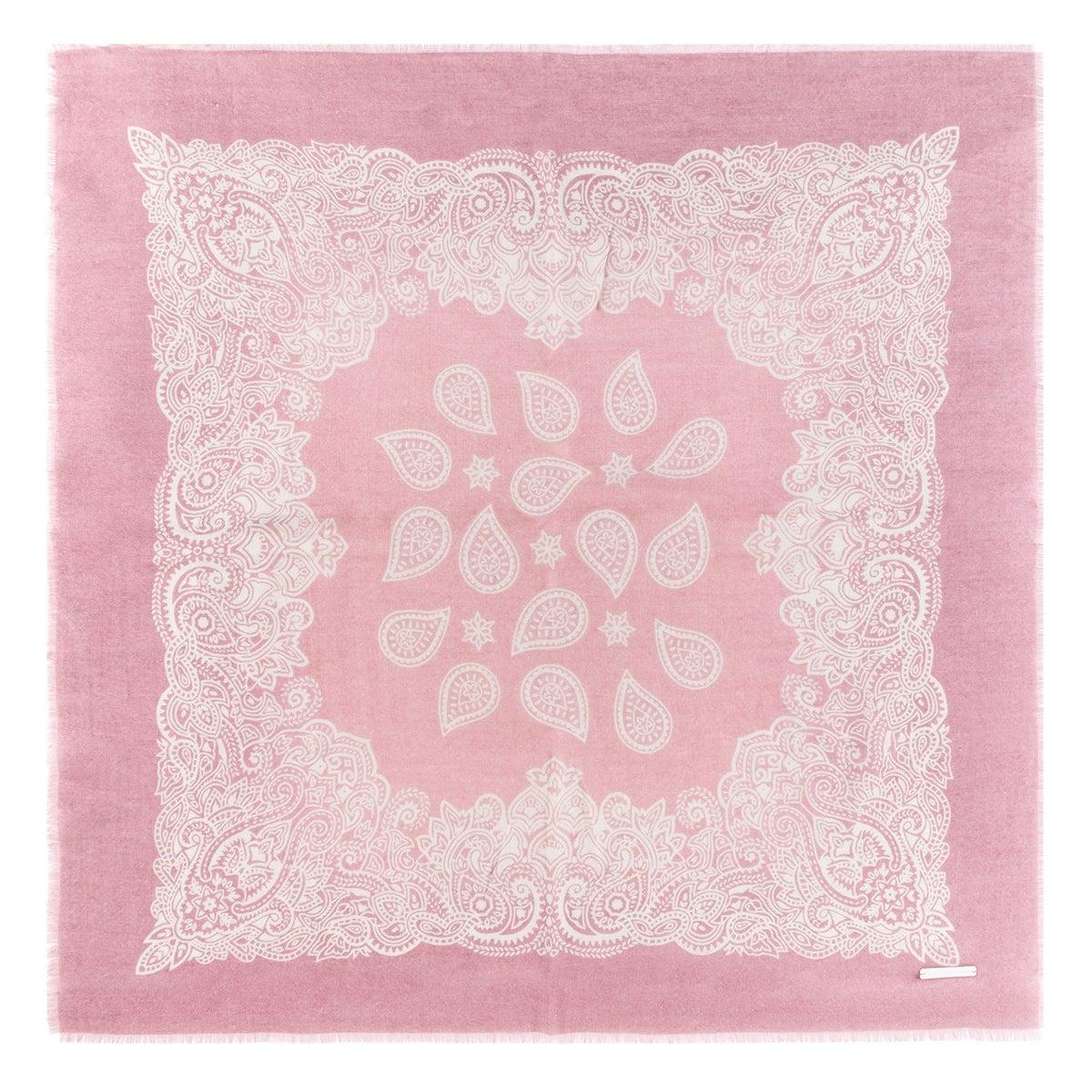 Pembe Jas İpekli Baskılı Kare Şal 70x70 cm