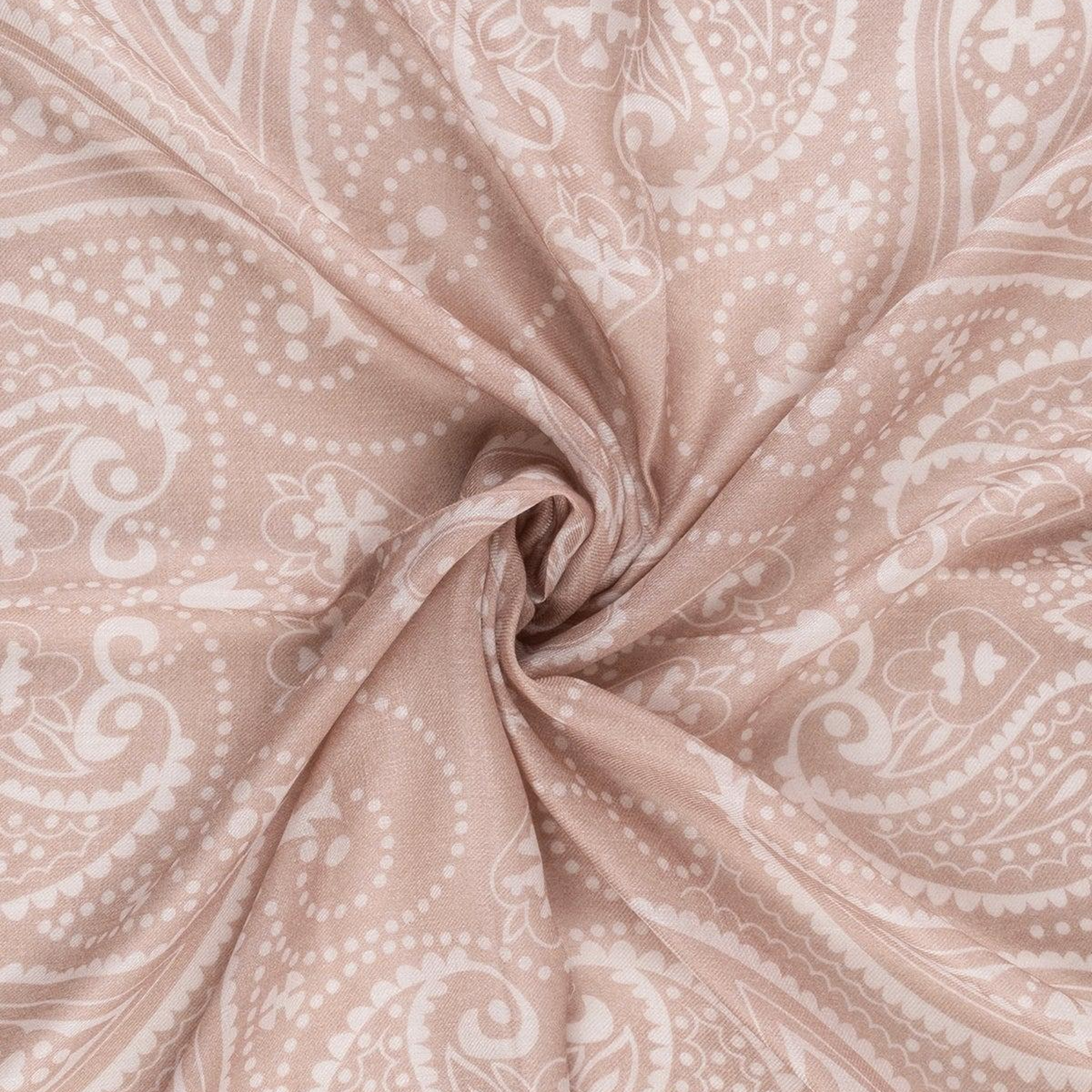 Açık Pembe Jas İpekli Baskılı Kare Şal 70x70 cm