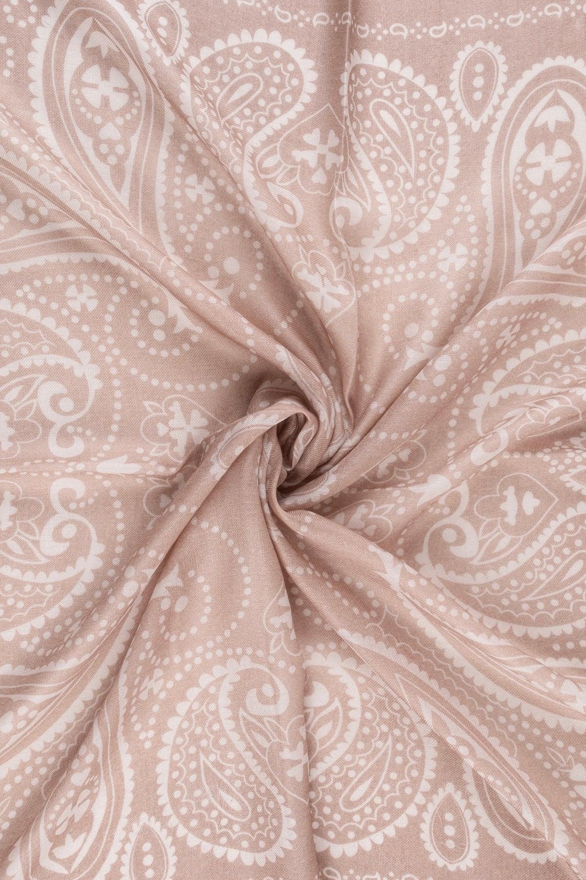 Açık Pembe Jas İpekli Baskılı Kare Şal 70x70 cm