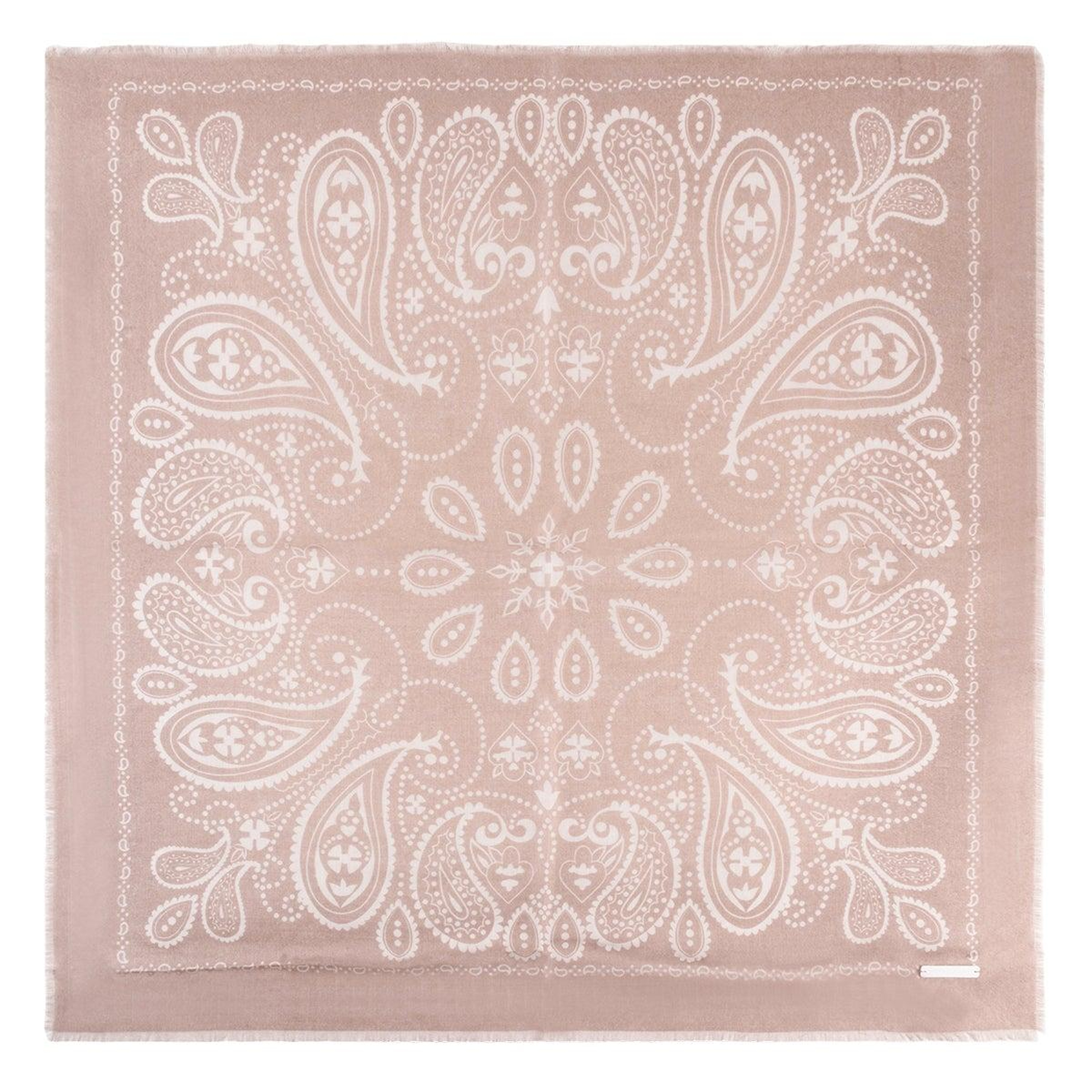 Açık Pembe Jas İpekli Baskılı Kare Şal 70x70 cm