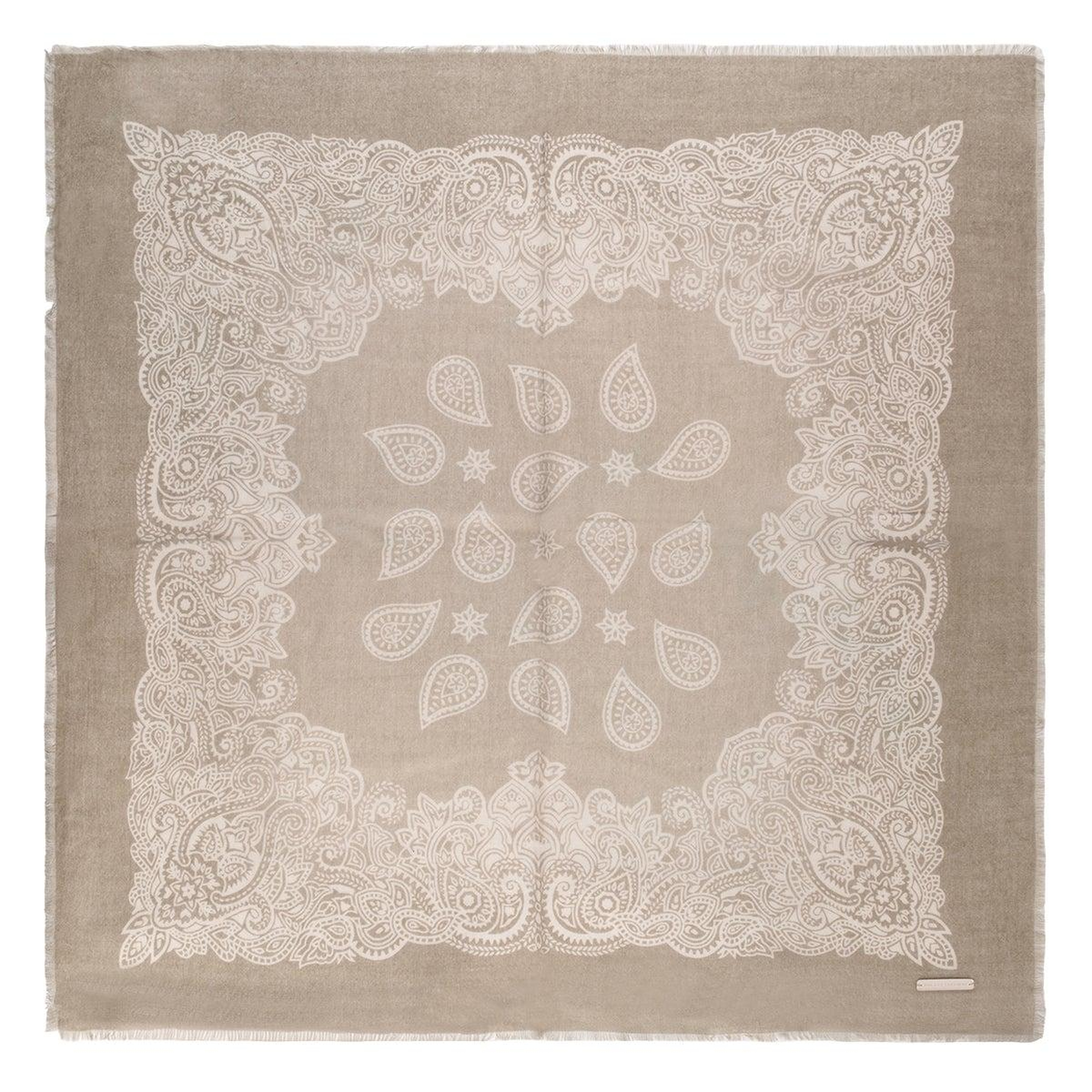 Haki Jas İpekli Baskılı Kare Şal 70x70 cm