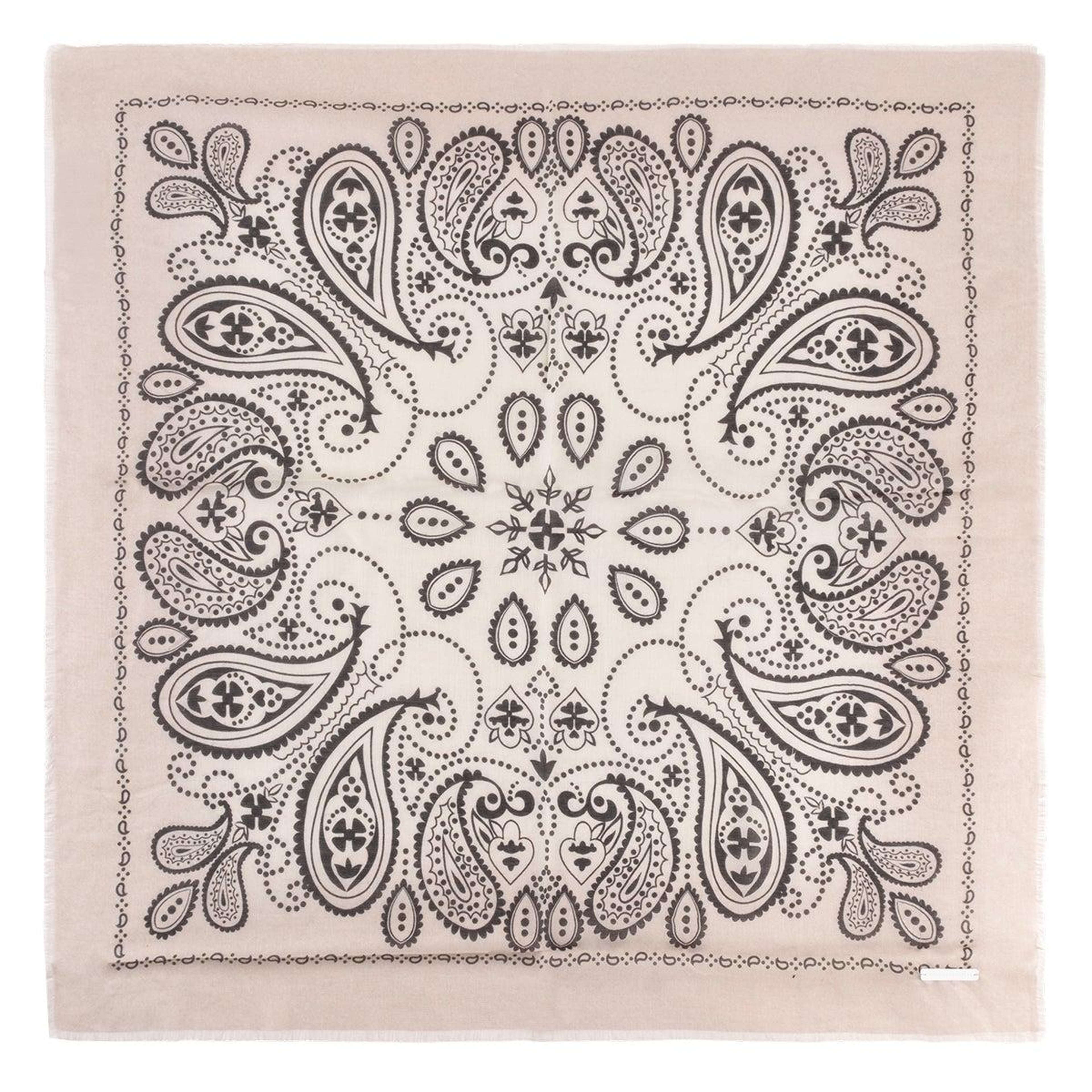 Beyaz Jas İpekli Baskılı Kare Şal 70x70 cm