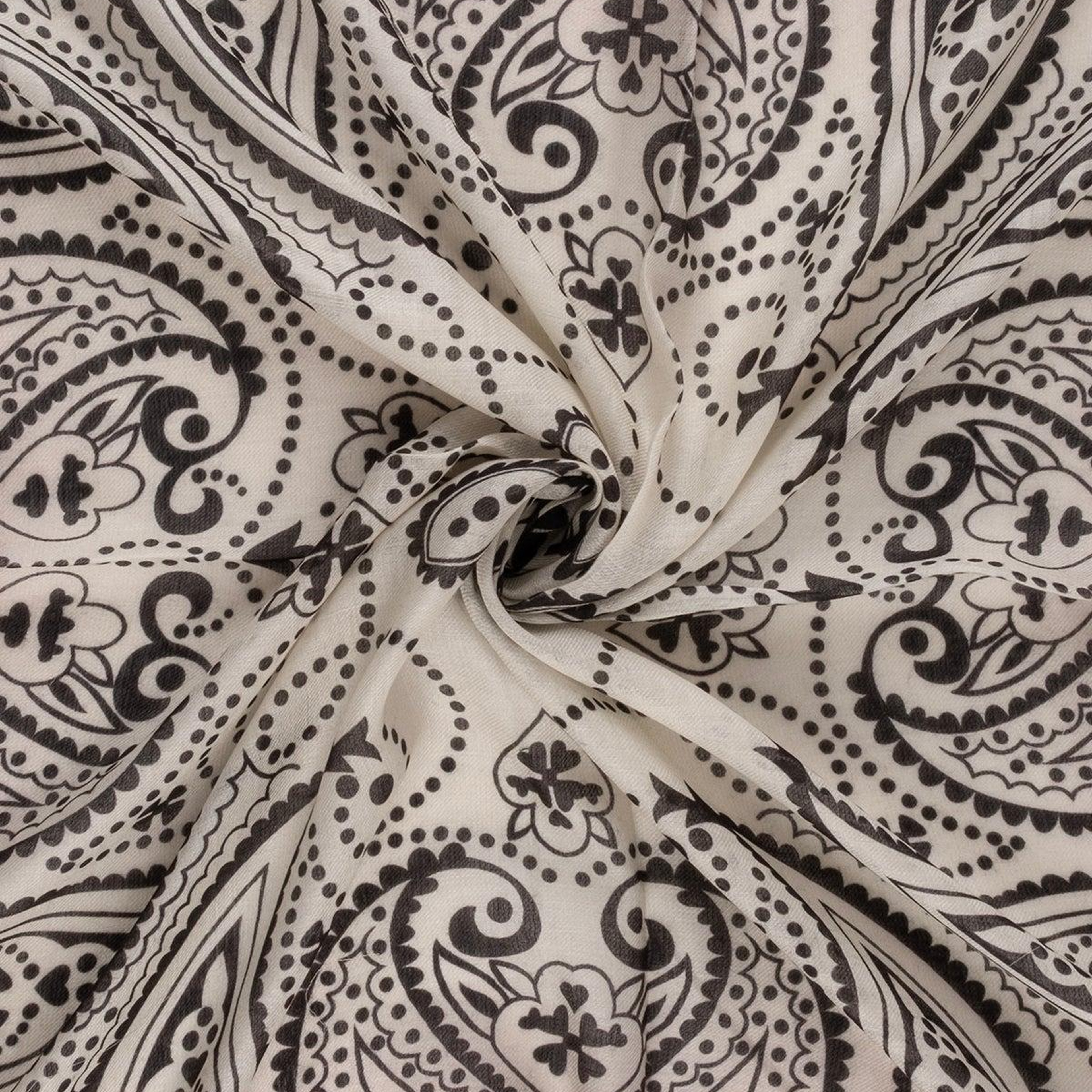 Beyaz Jas İpekli Baskılı Kare Şal 70x70 cm