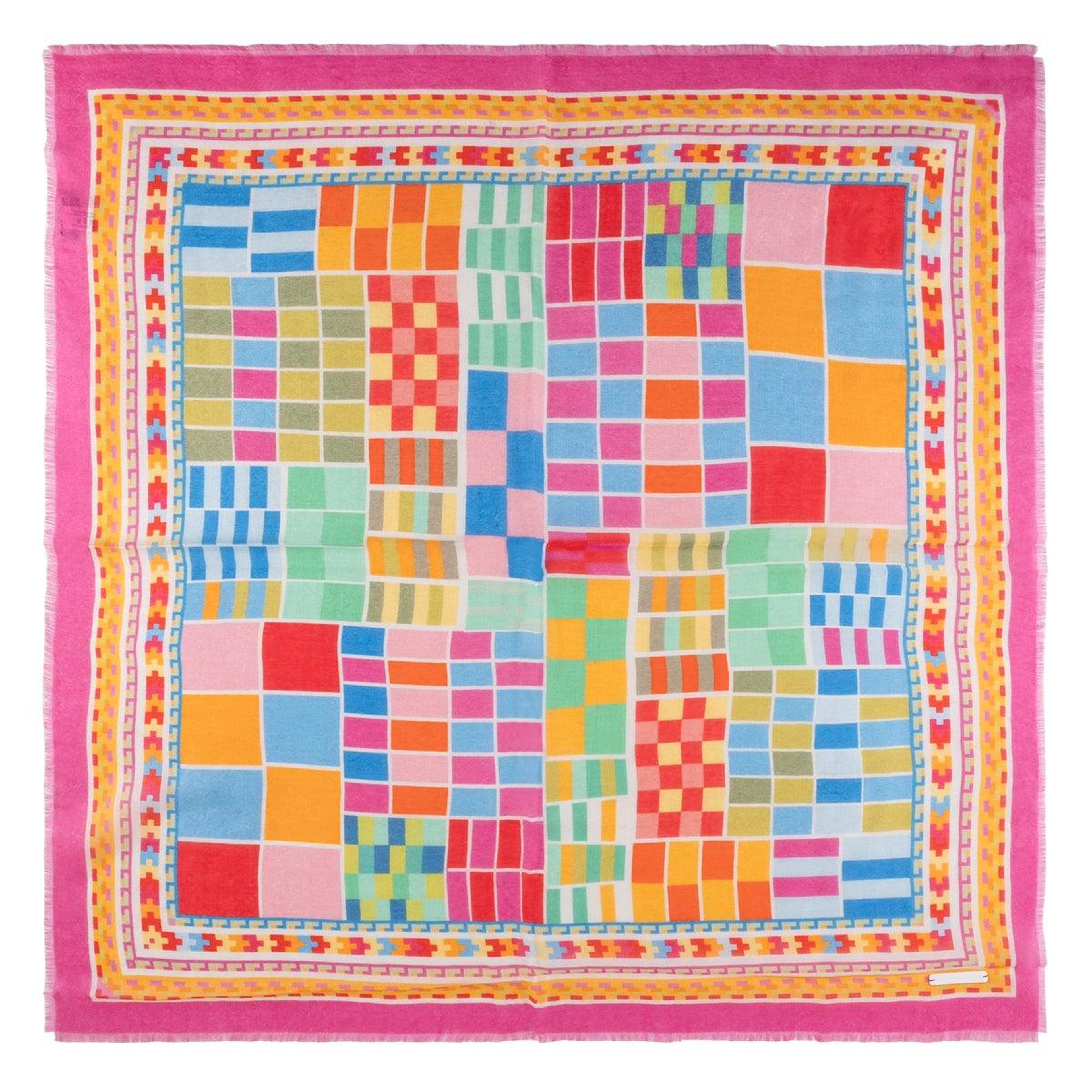 Mor Jas İpekli Baskılı Kare Şal 70x70 cm