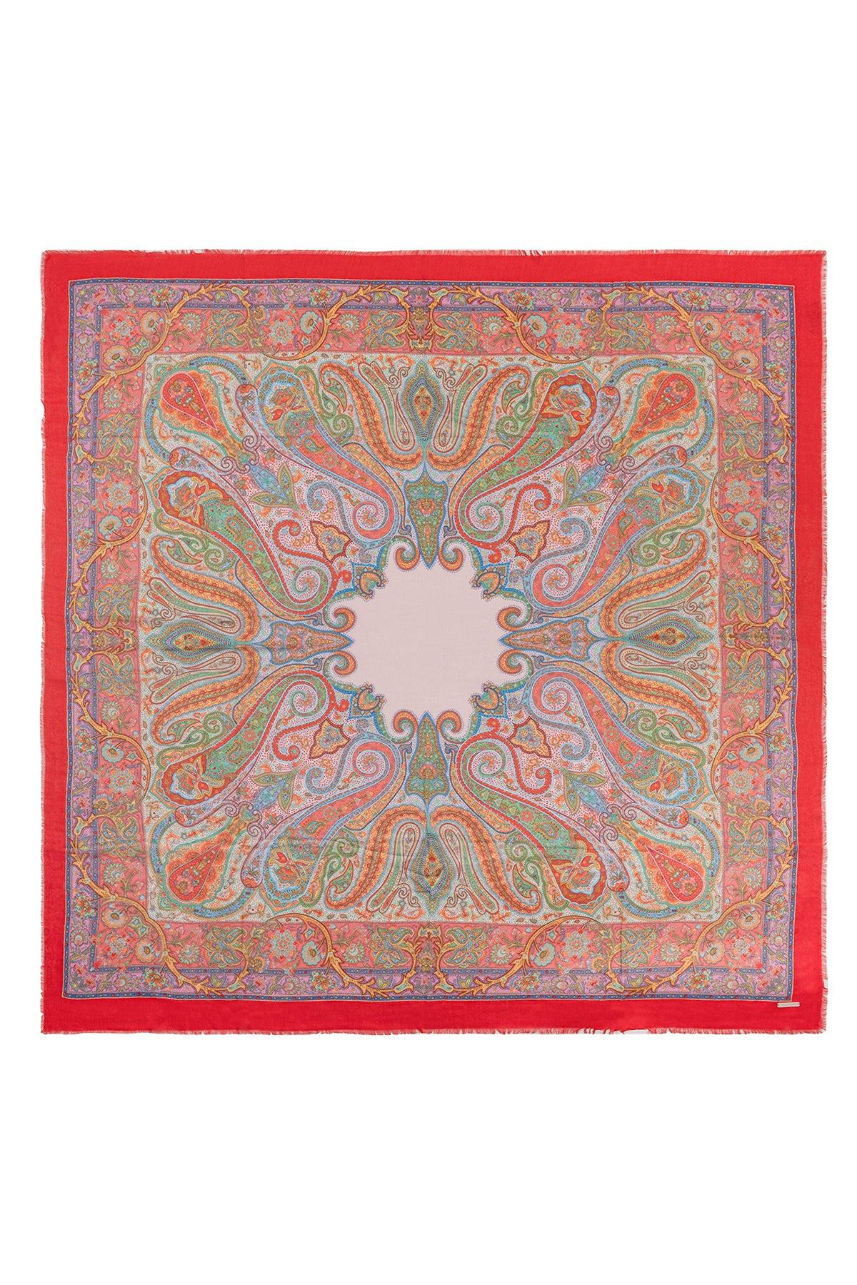 Renkli Jas ipekli Baskılı Pareo Şal 140x140 cm