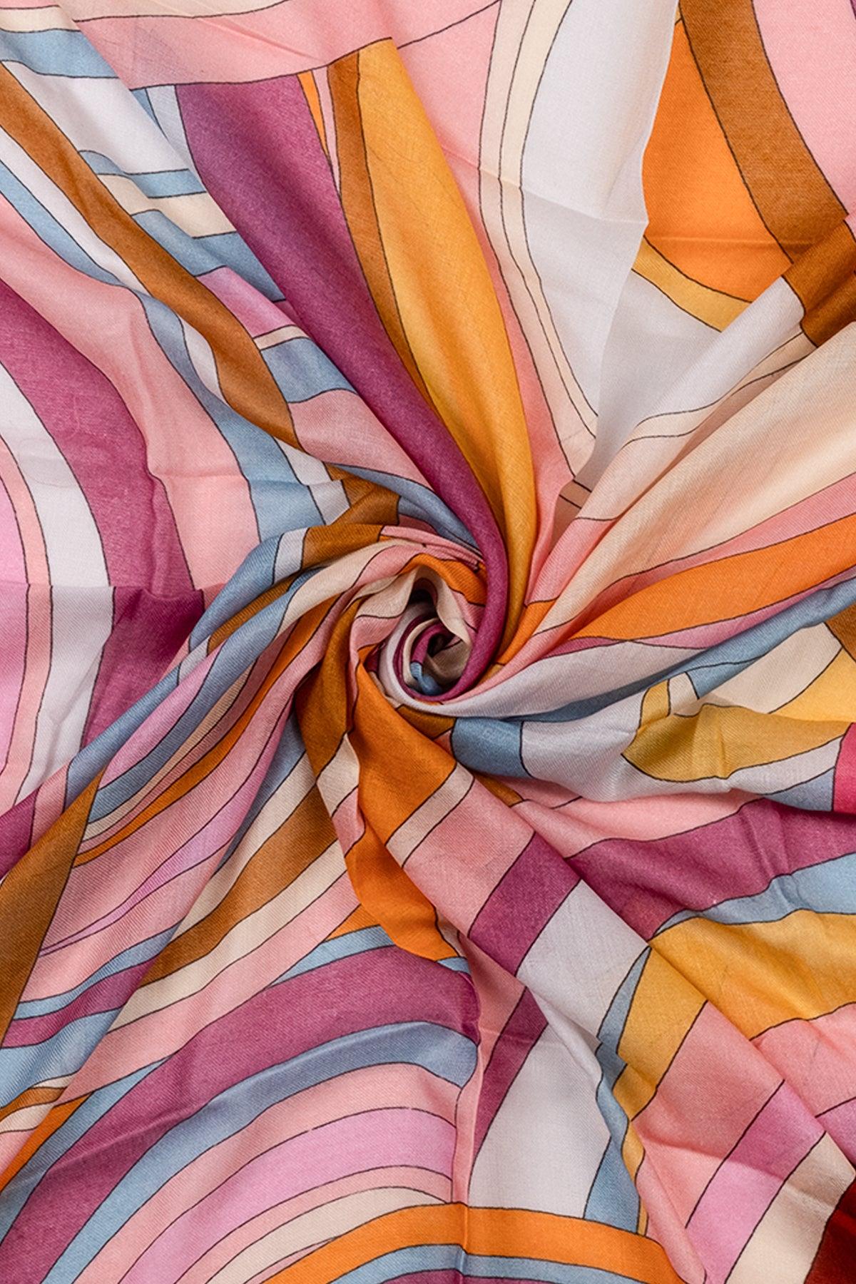 Pembe Jas İpekli Baskılı Pareo Şal 140x140 cm
