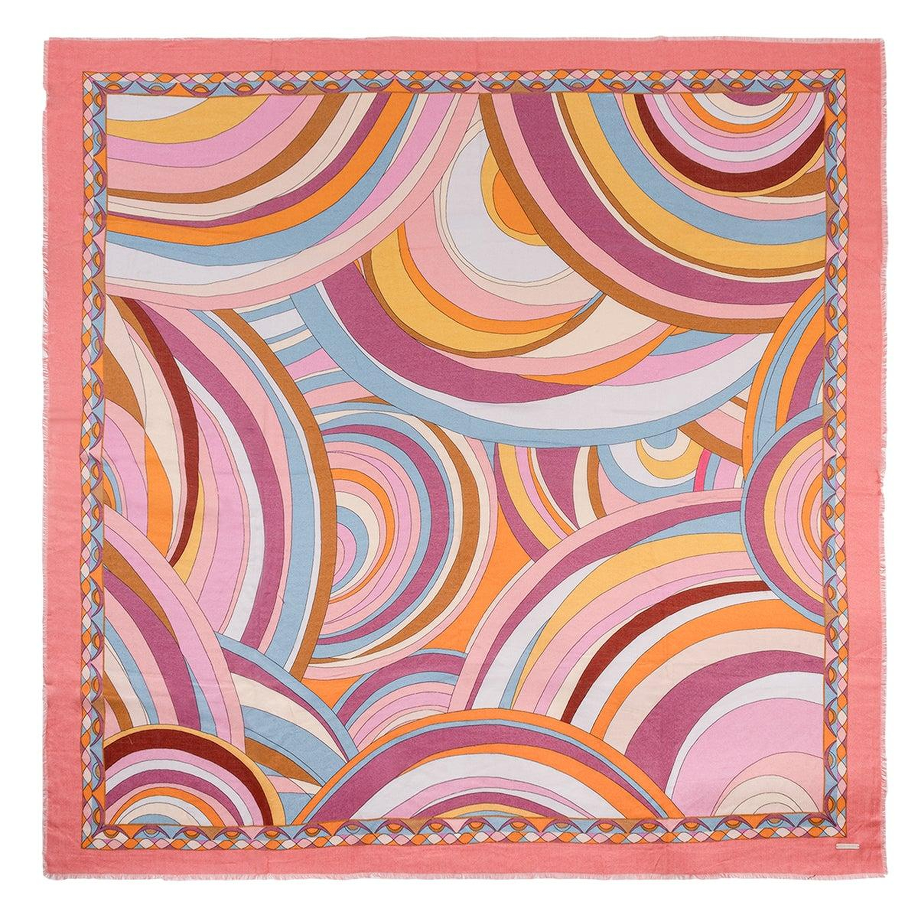 Pembe Jas İpekli Baskılı Pareo Şal 140x140 cm