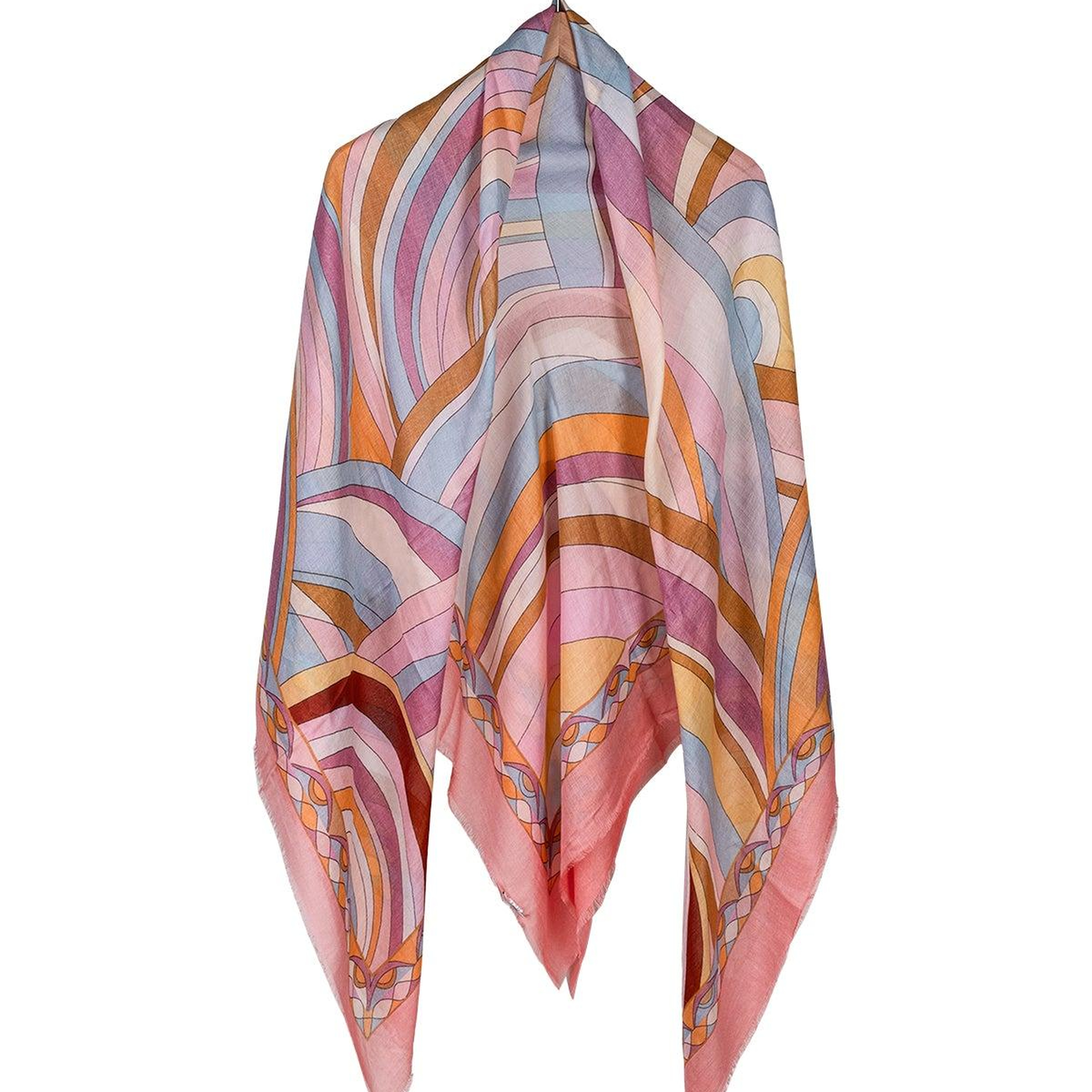 Pembe Jas İpekli Baskılı Pareo Şal 140x140 cm