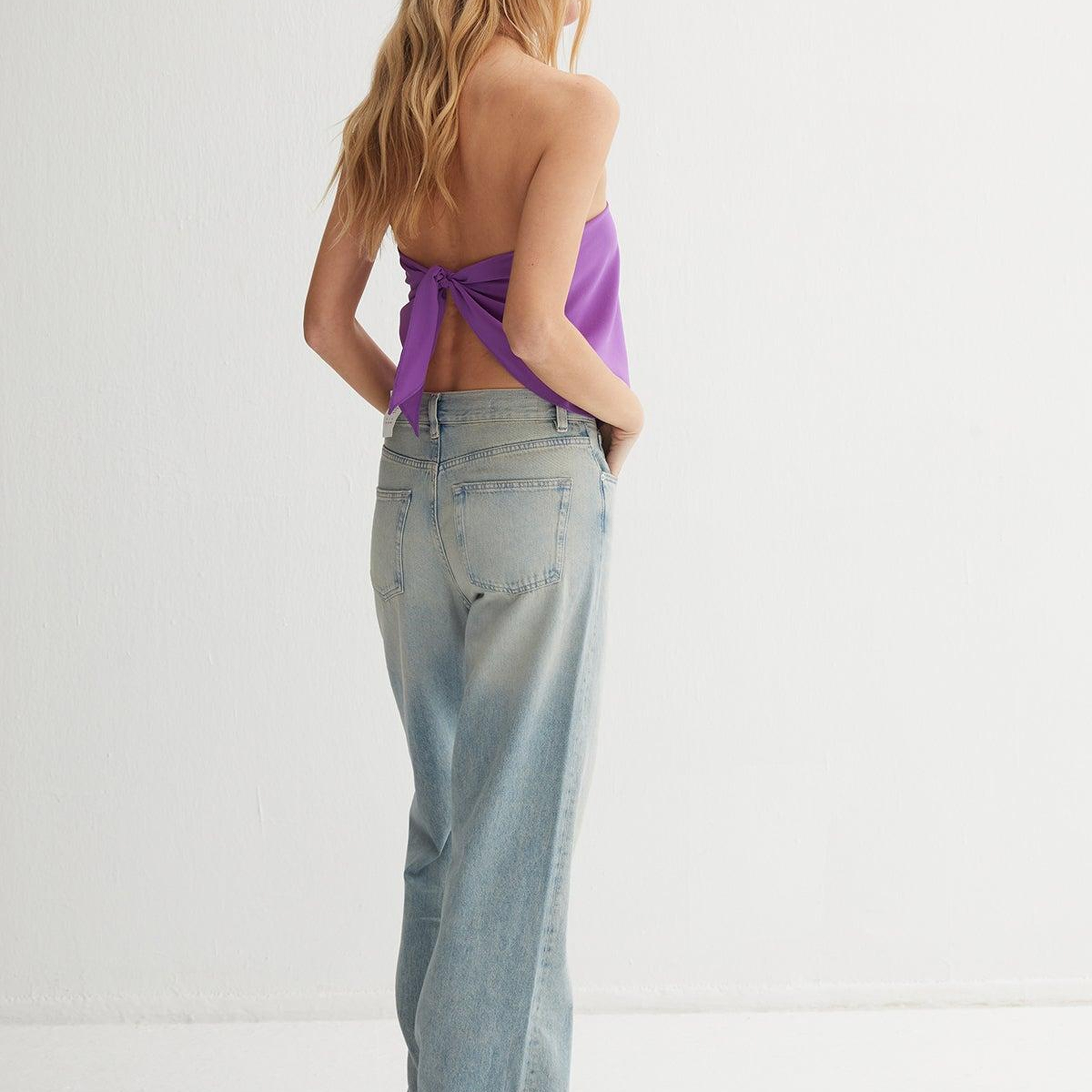 Mor Luna Saf İpek Üçgen Şal