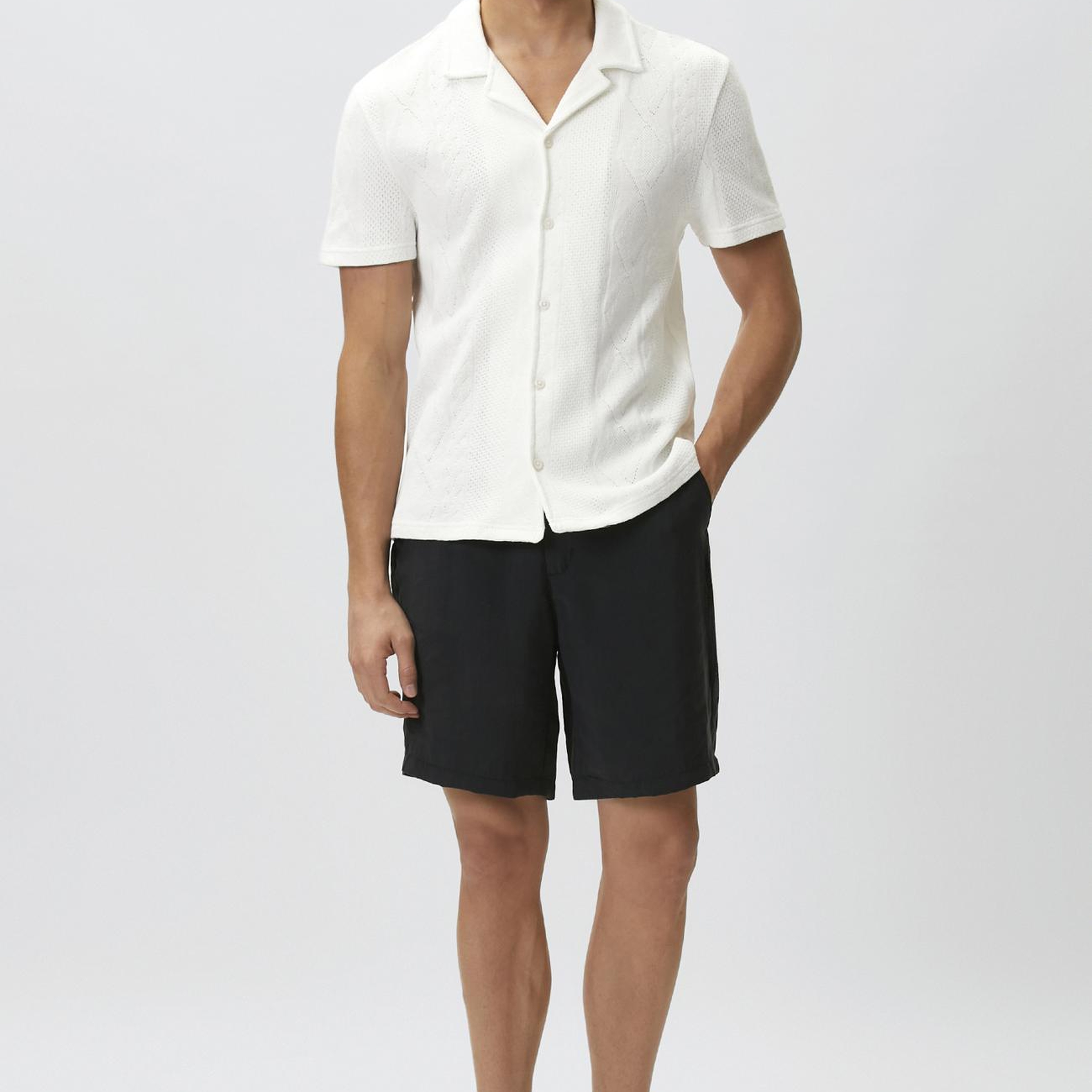 Network Erkek Siyah Slim Fit Modal Şort
