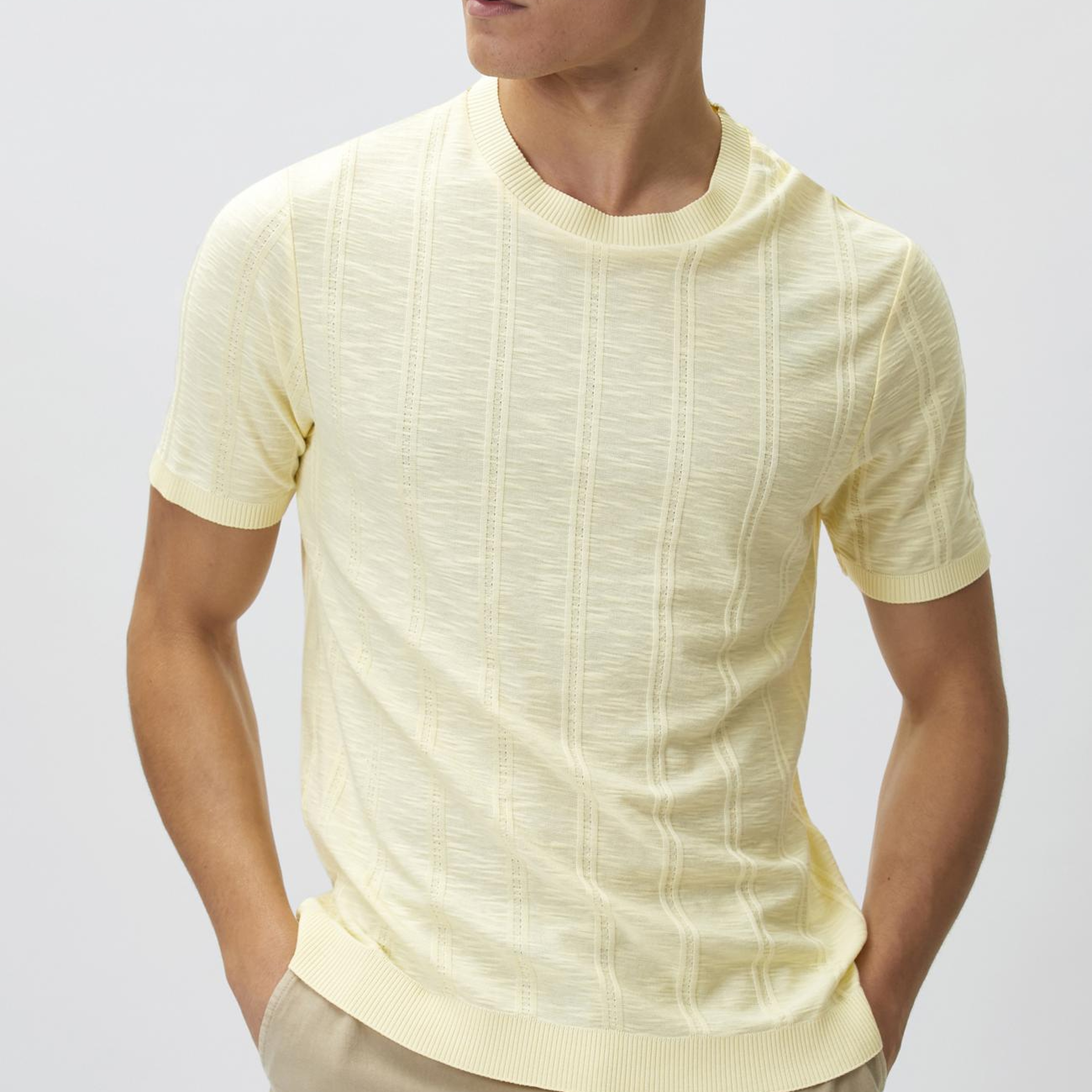 Network Erkek Sarı Desenli T-shirt