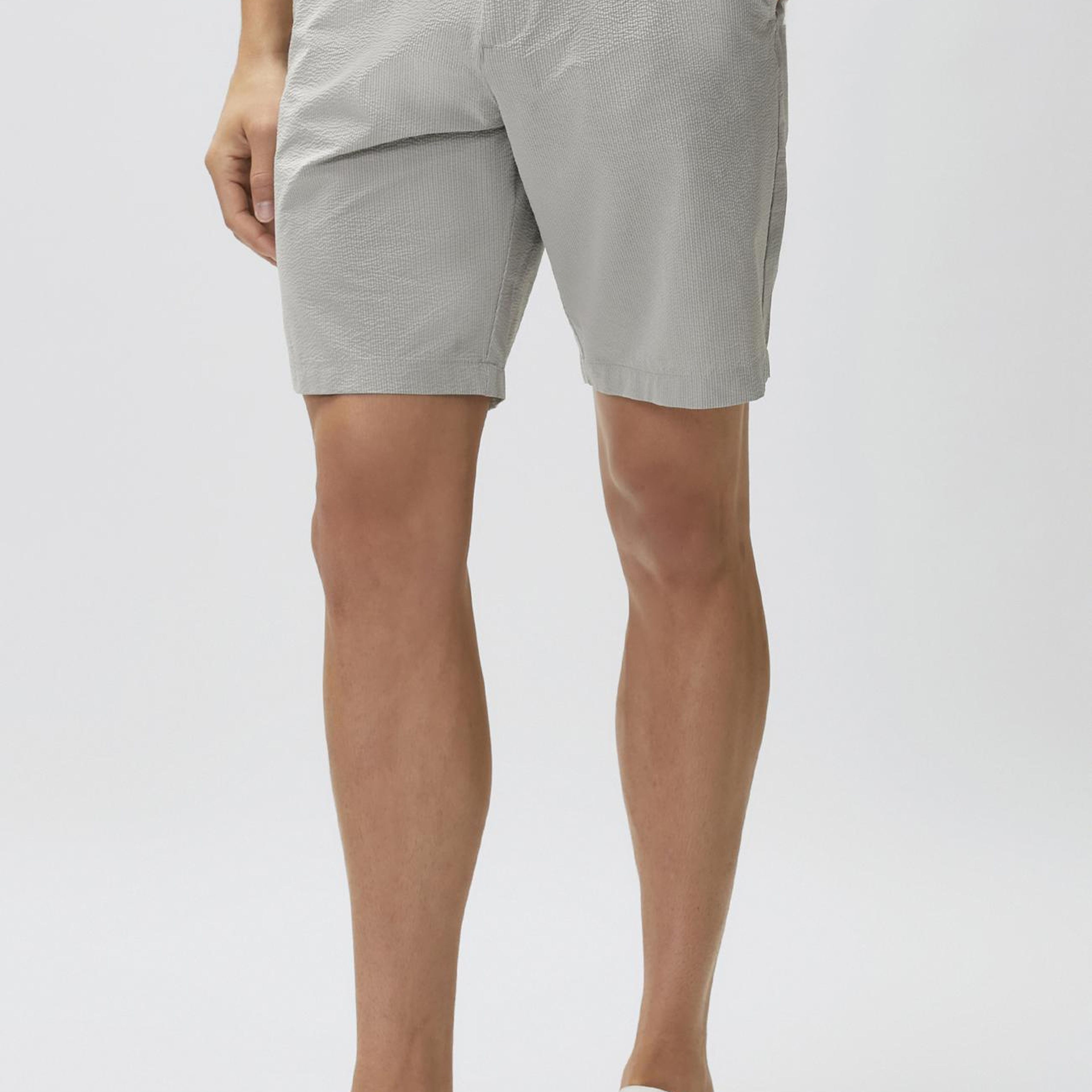 Network Erkek Gri Slim Fit Teknik Kumaş Duble Paça Şort