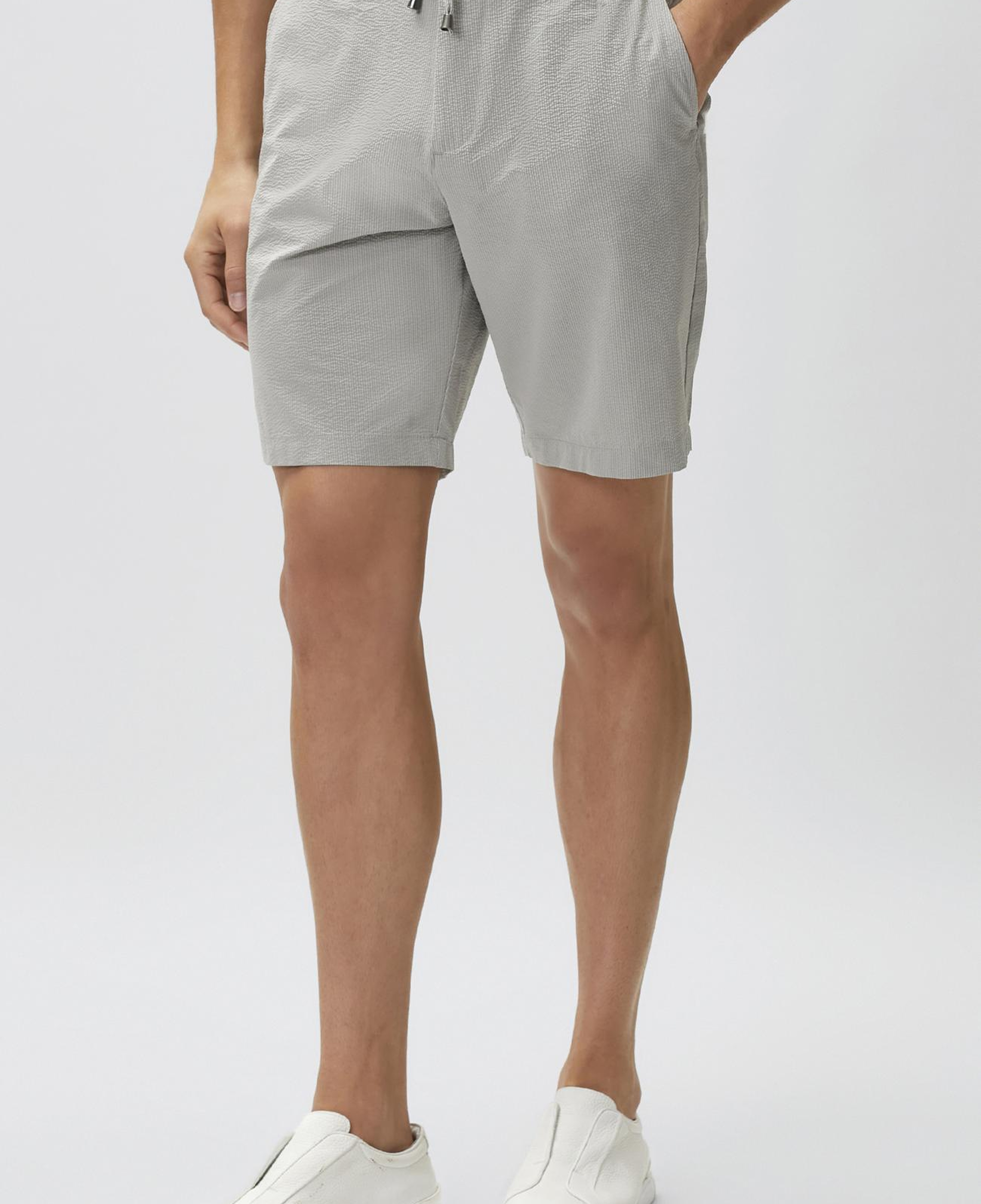 Network Erkek Gri Slim Fit Teknik Kumaş Duble Paça Şort