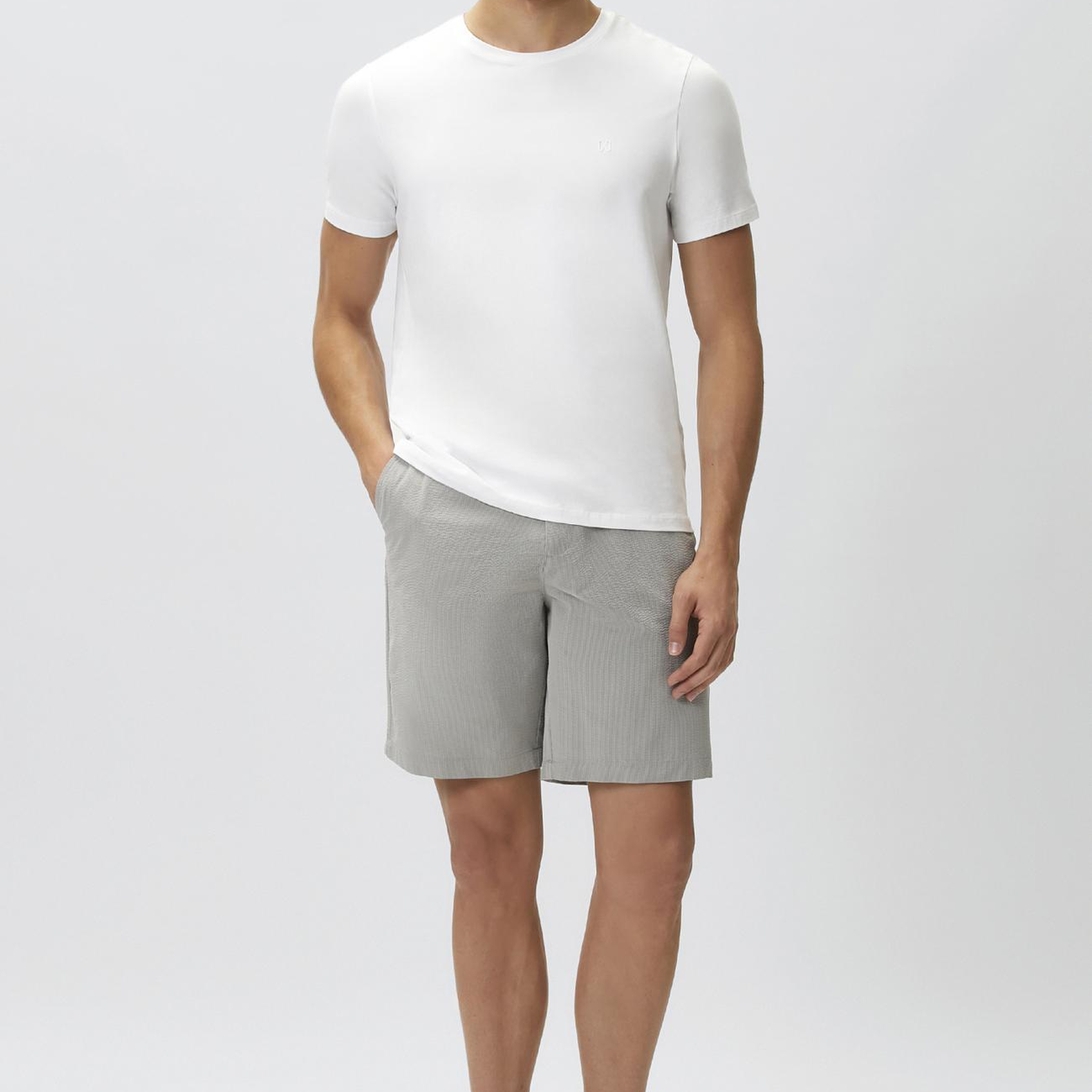 Network Erkek Gri Slim Fit Teknik Kumaş Duble Paça Şort