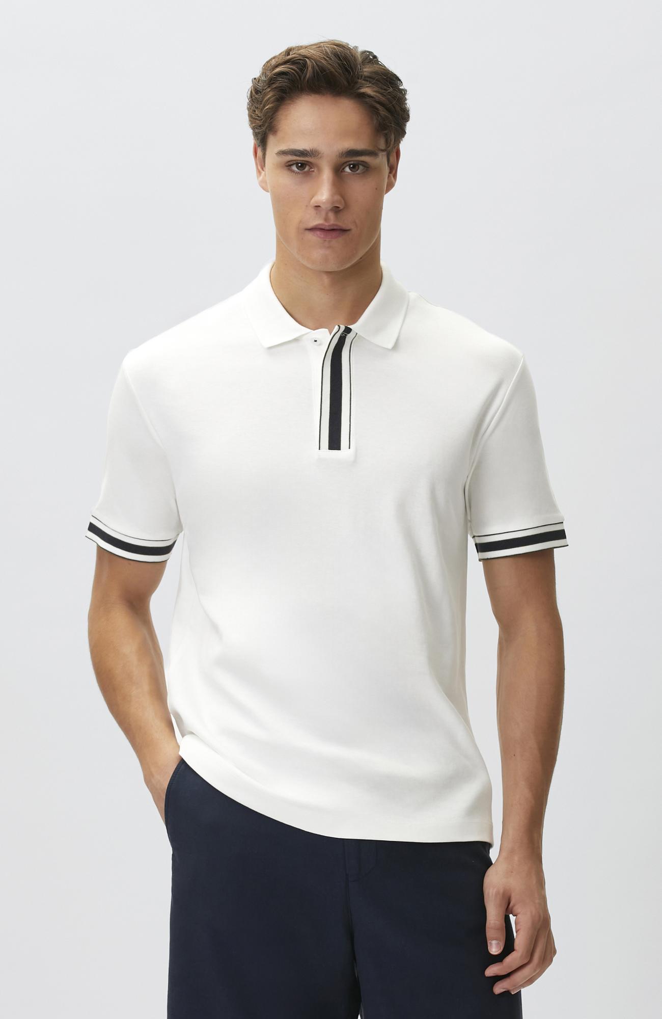 Network Erkek Beyaz Gizli Patlı Polo Yaka Garnili T-shirt