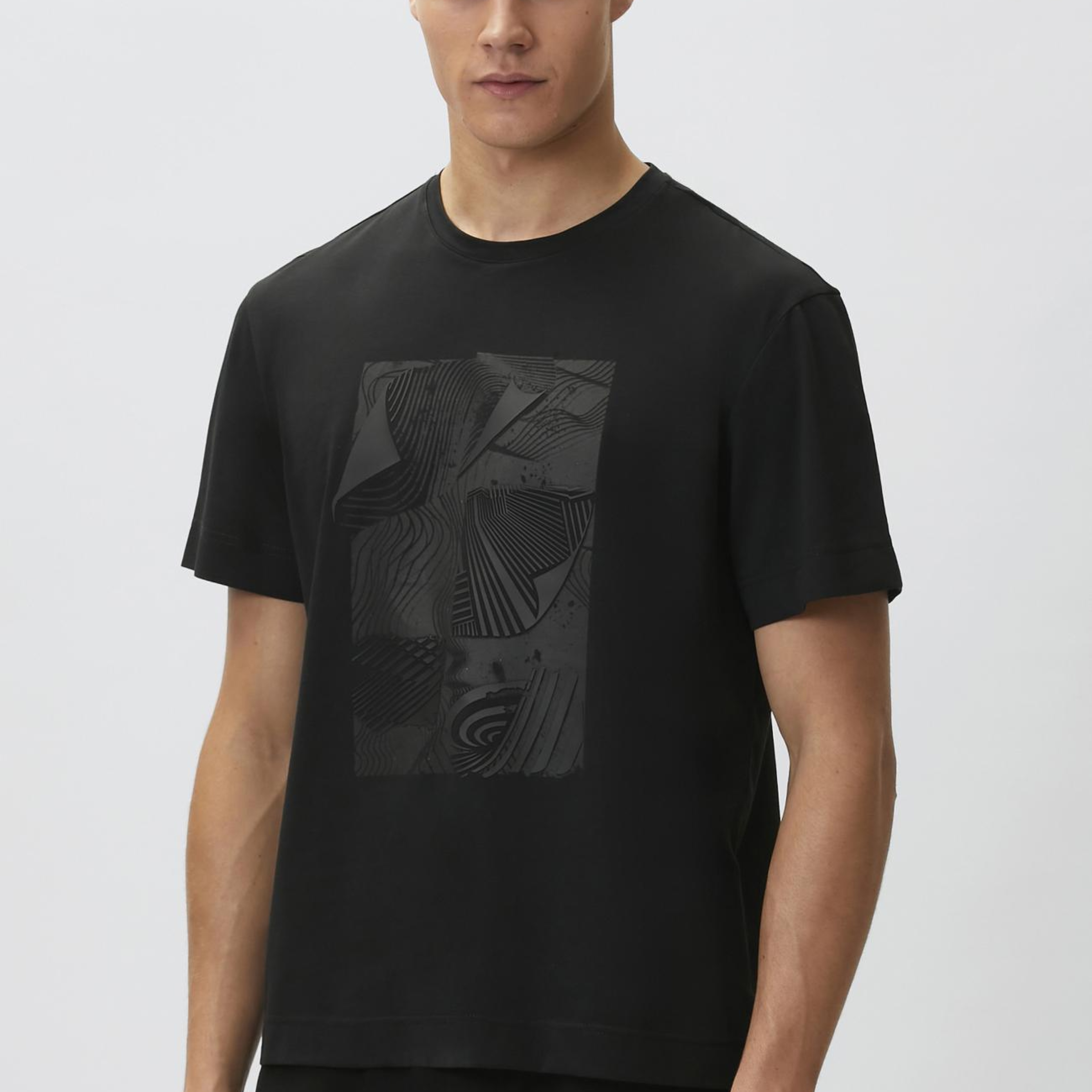 Network Erkek Siyah Enjeksiyon Baskılı T-shirt