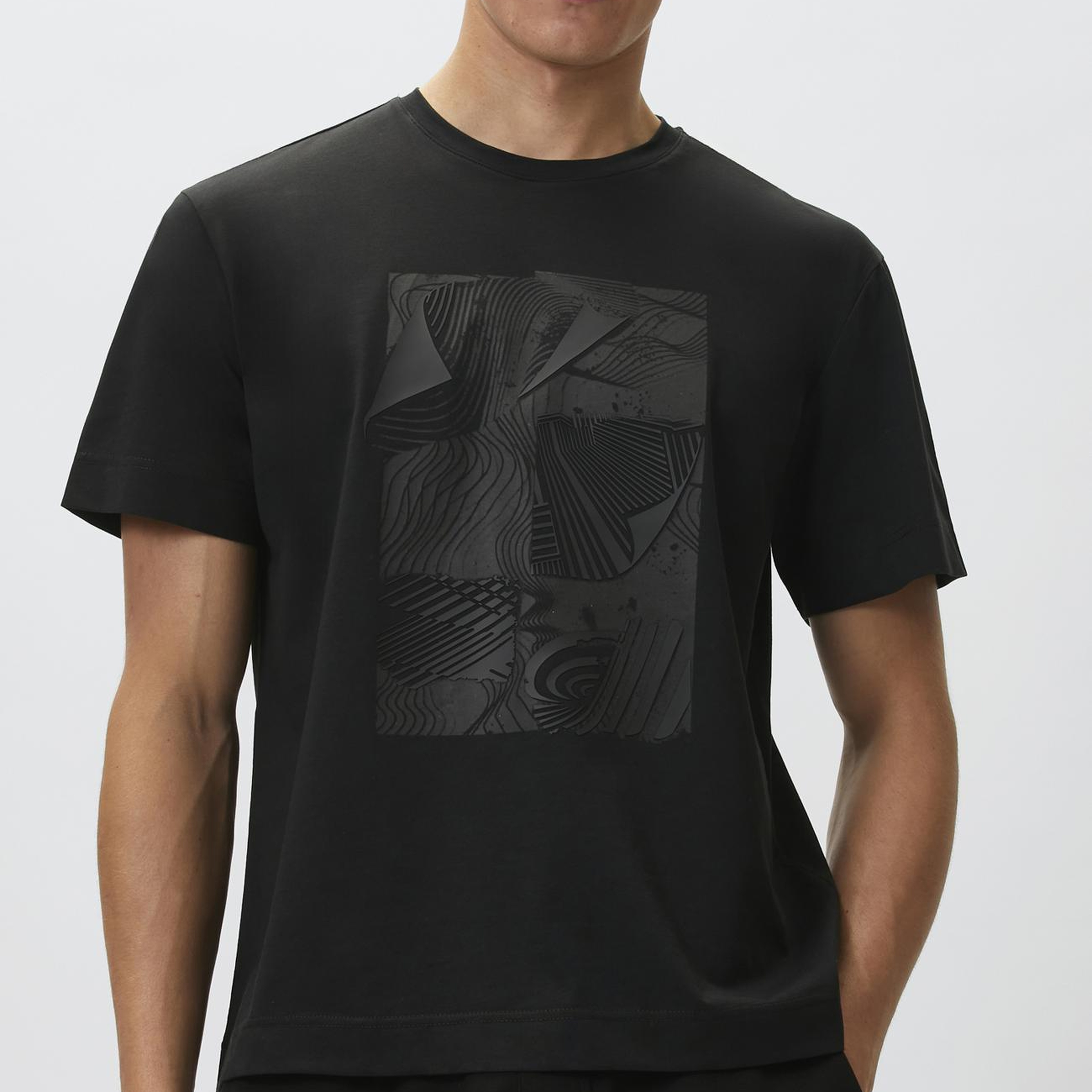 Network Erkek Siyah Enjeksiyon Baskılı T-shirt