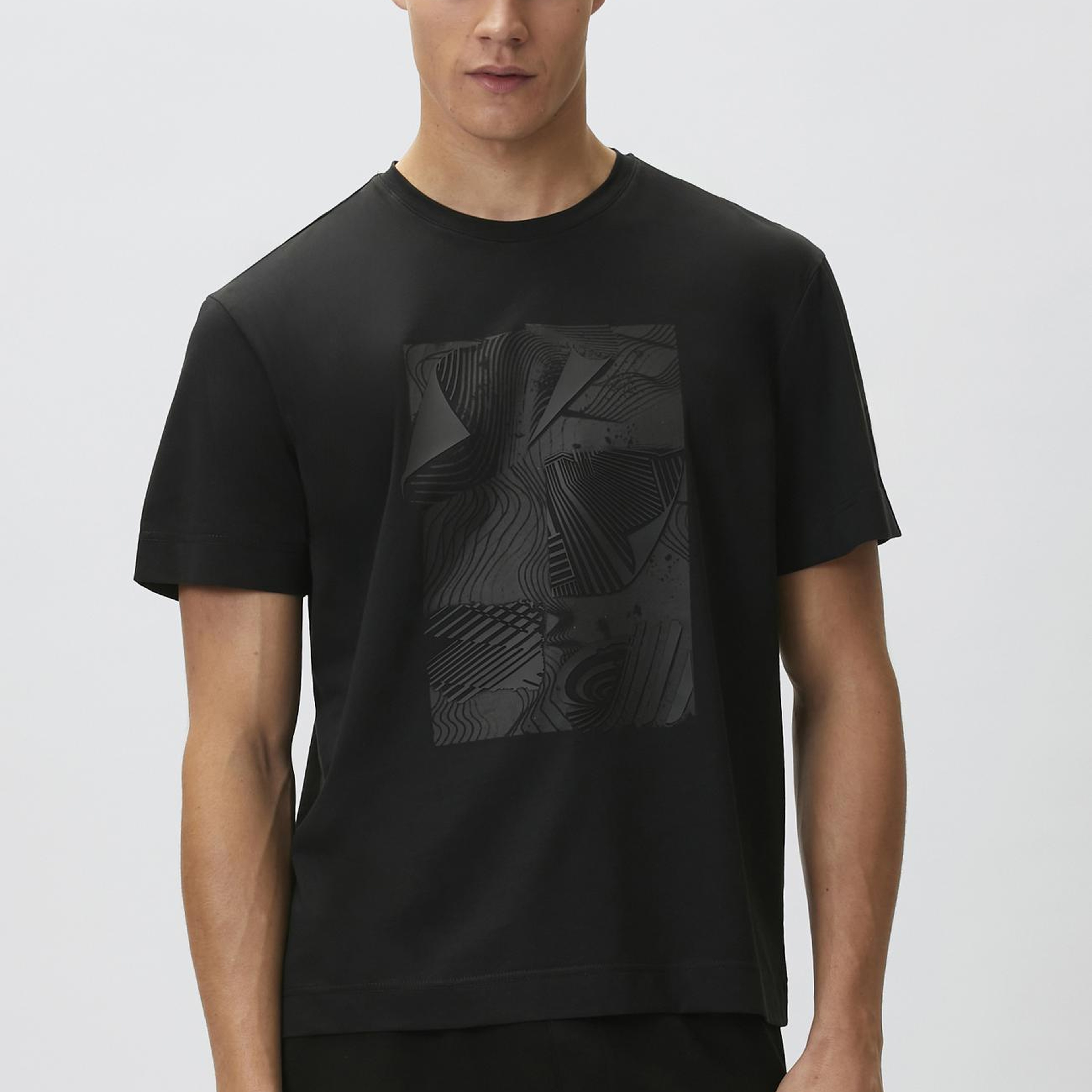 Network Erkek Siyah Enjeksiyon Baskılı T-shirt