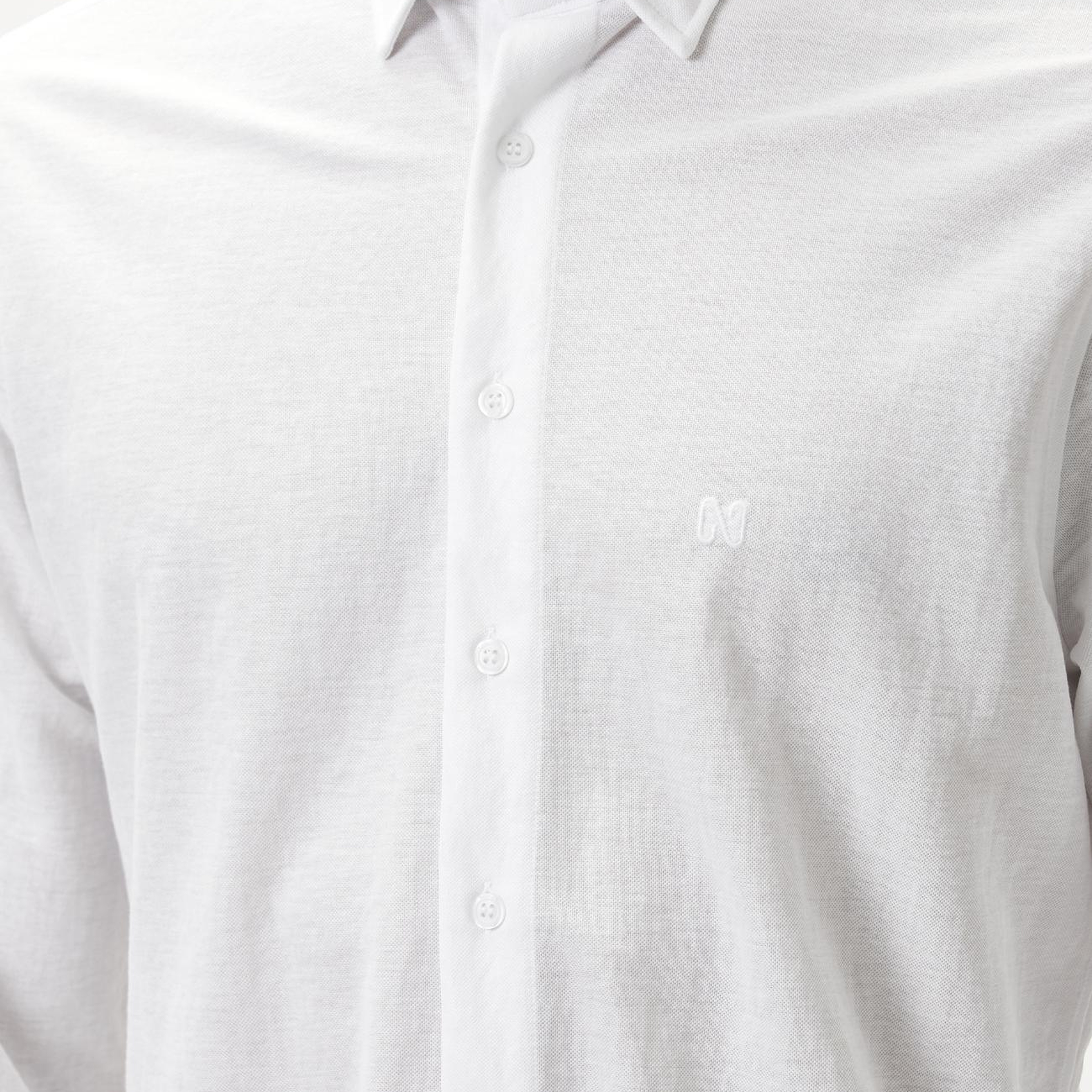 Network Erkek Slim Fit Beyaz Uzun Kol Örme Gömlek