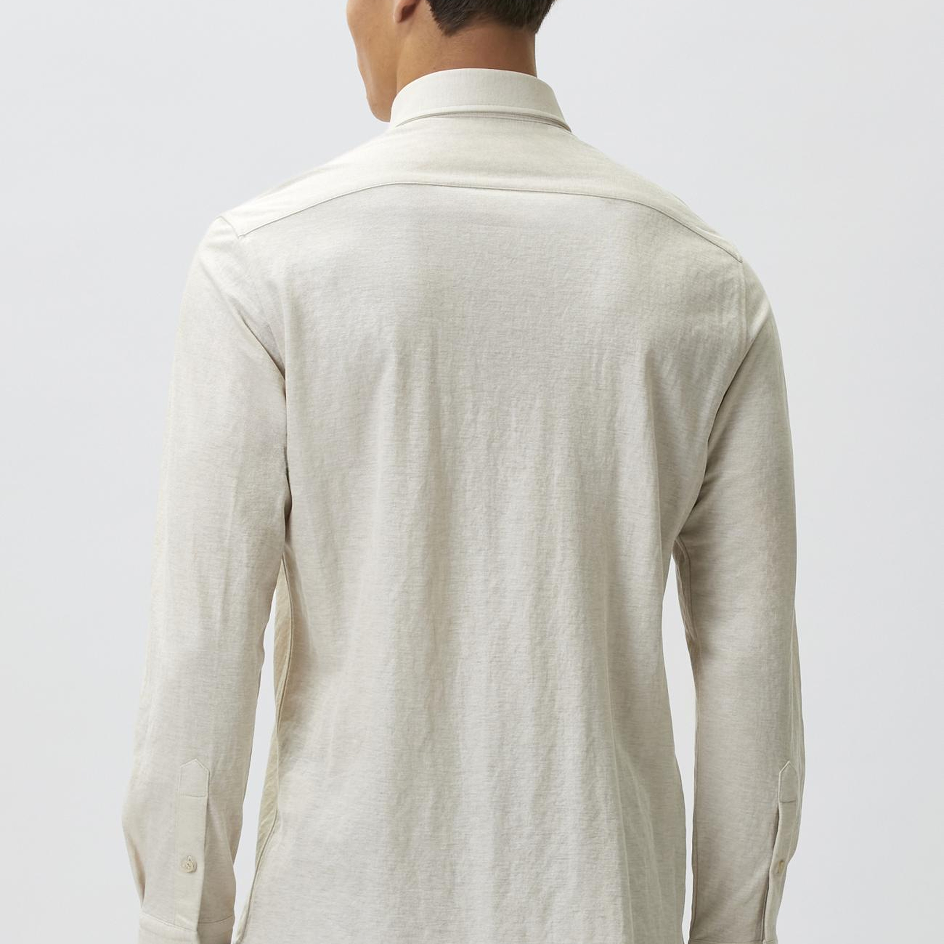 Network Erkek Slim Fit Bej Uzun Kol Örme Gömlek