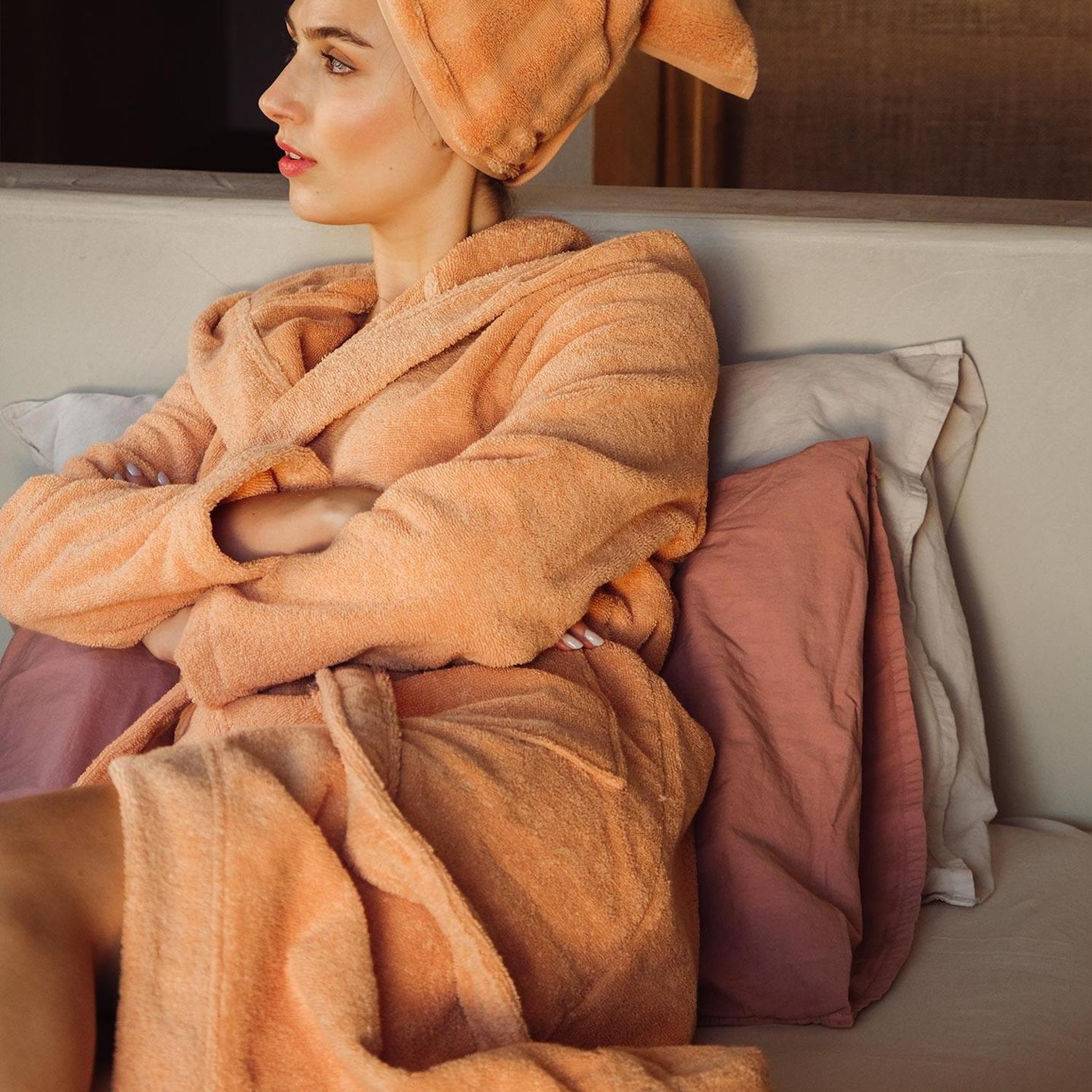 Fine Cotton TerraCotta Bornoz Small Medium