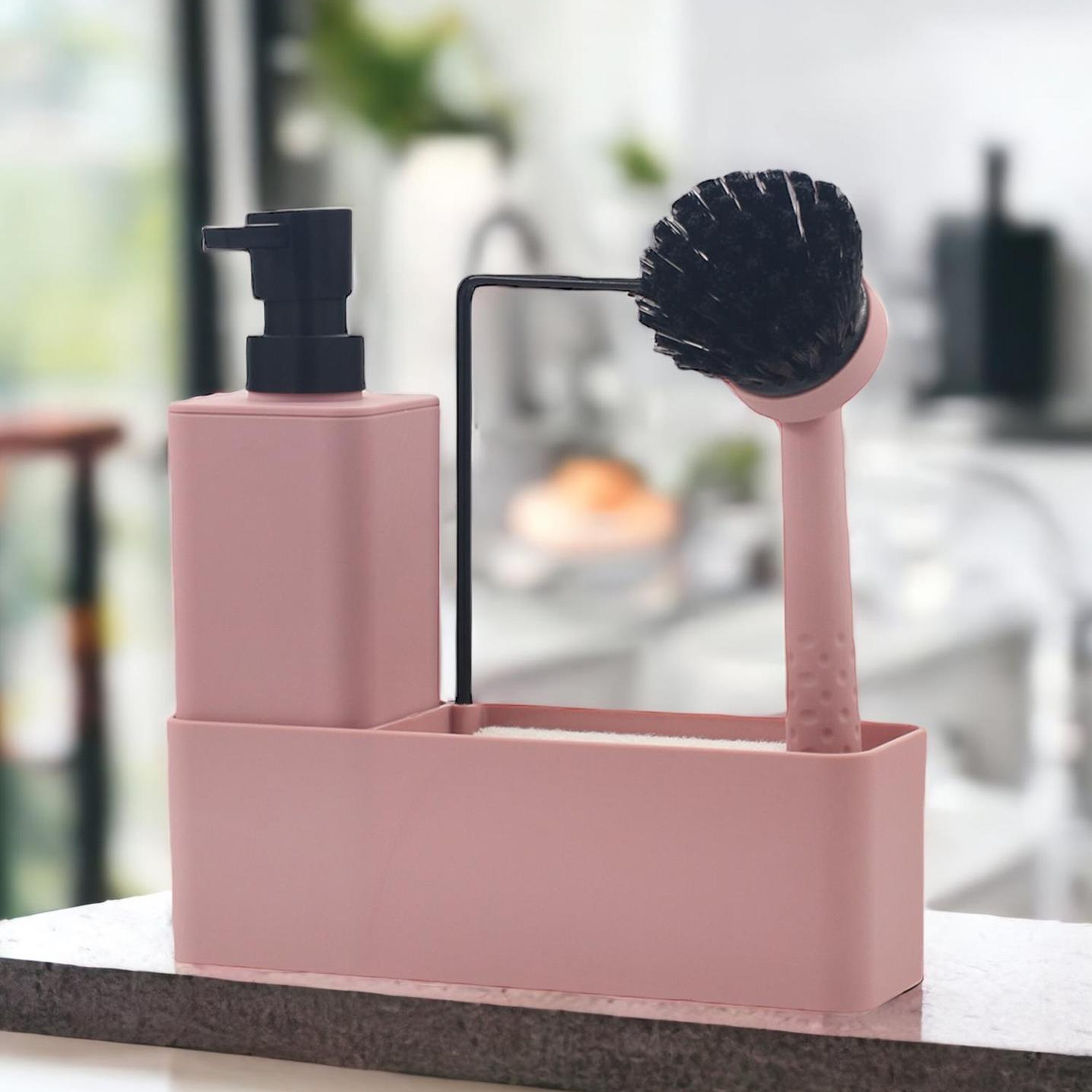 Plain Sıvı Sabunluk Seti Pembe
