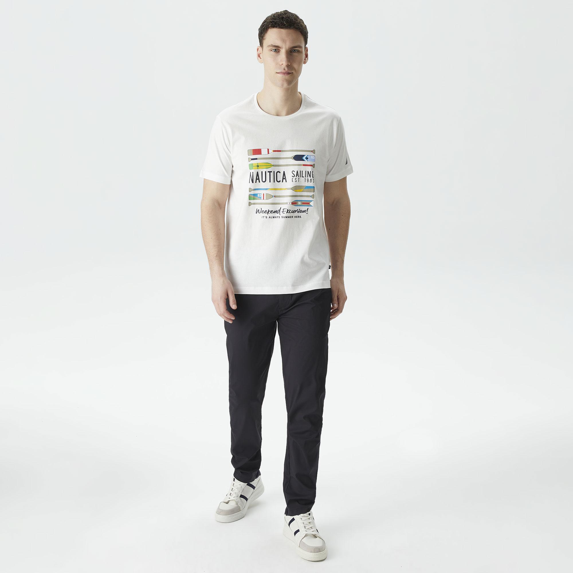 Nautica Erkek Beyaz Standart Fit T-Shirt
