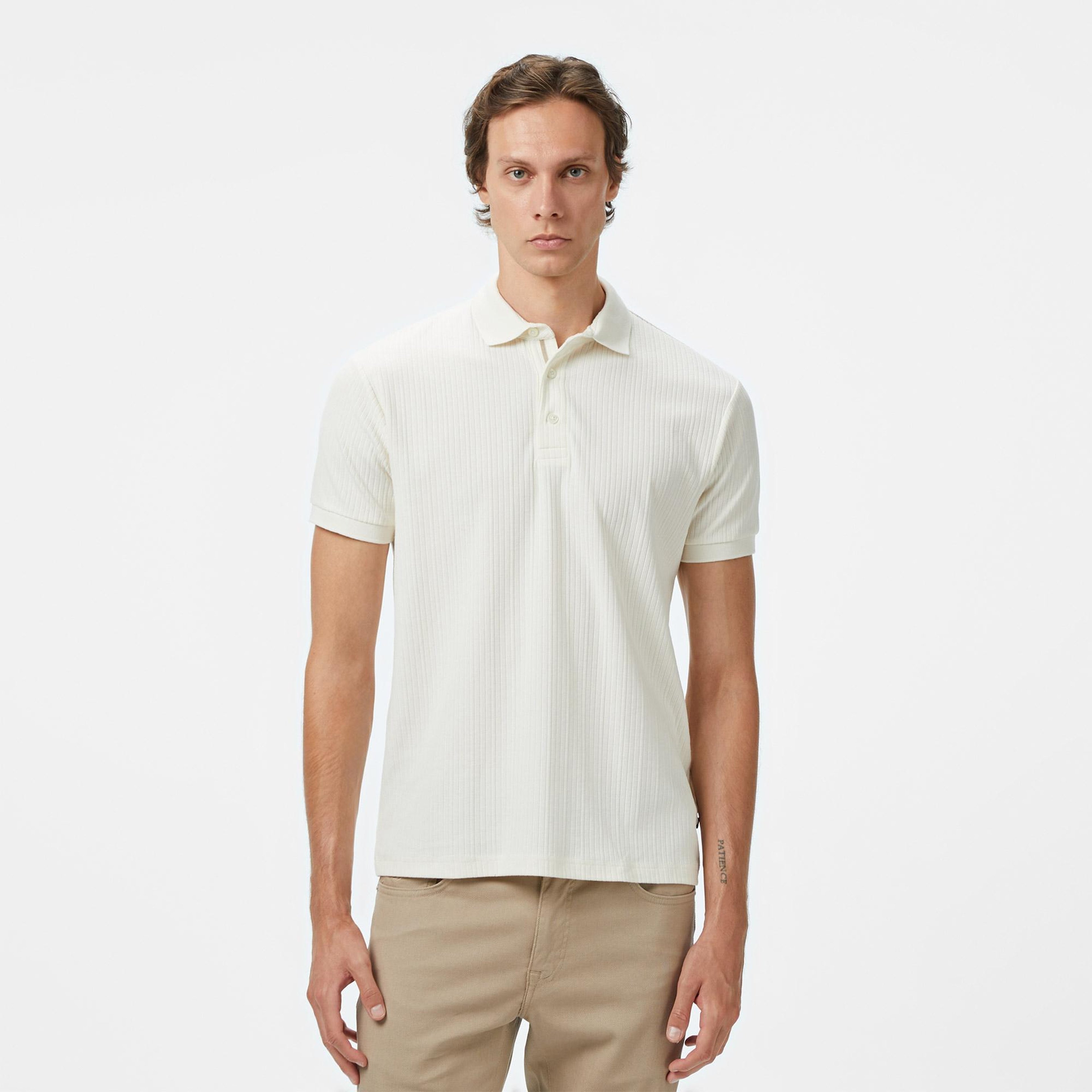 Nautica Erkek Krem Regular Fit Polo Yaka T-Shirt