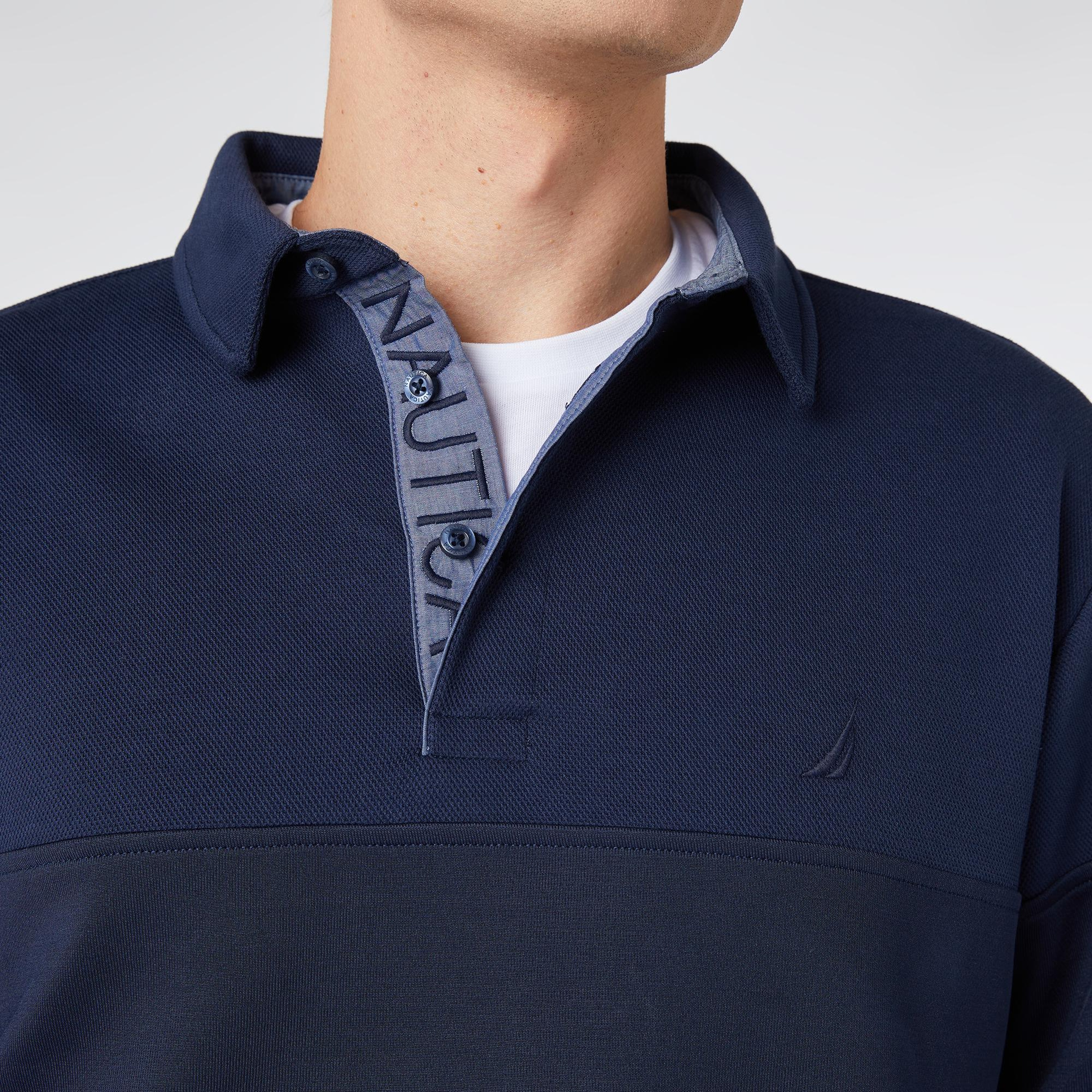 Nautica Erkek Lacivert Classic Fit Uzun Kollu Polo Yaka T-Shirt