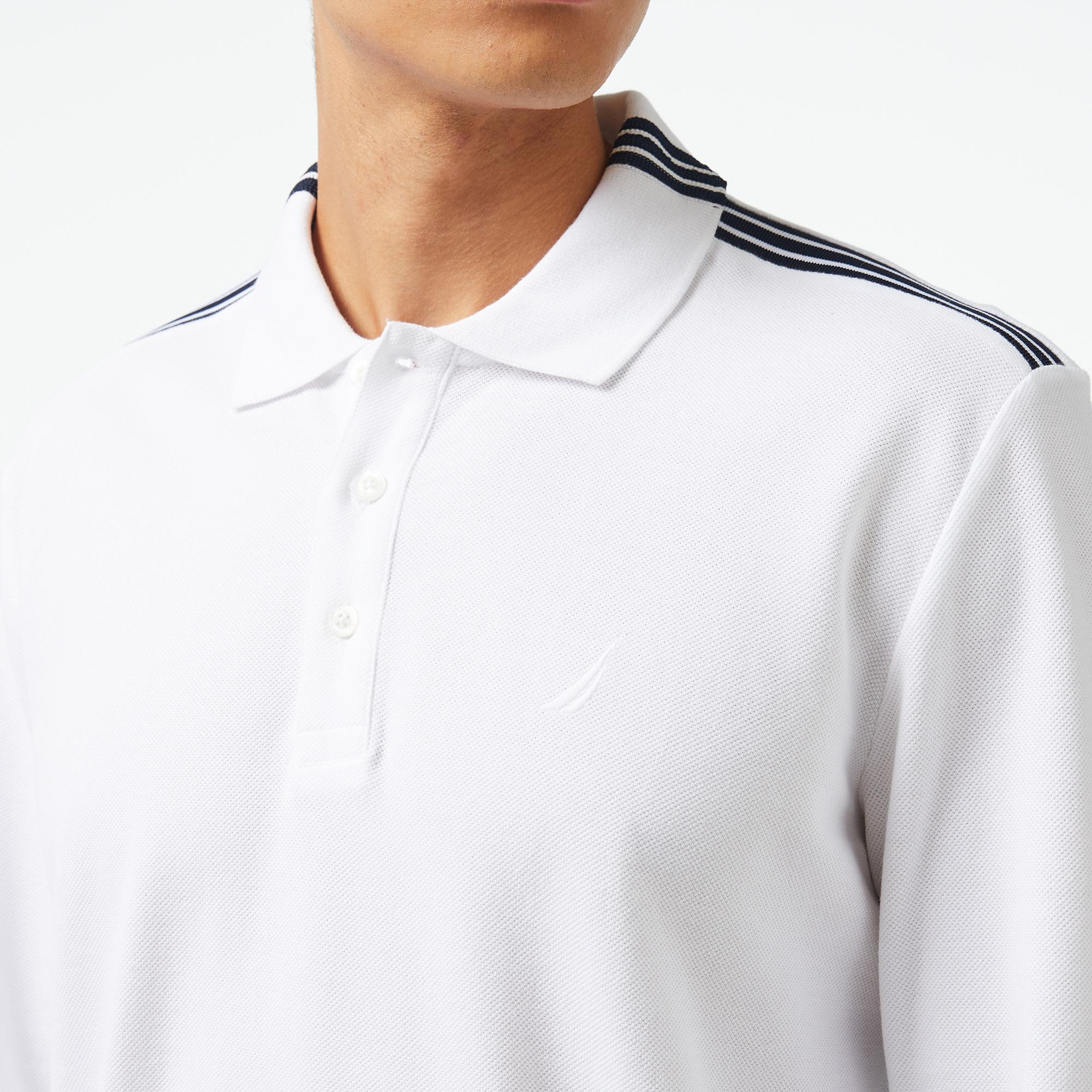 Nautica Erkek Beyaz Classic Fit Uzun Kollu Polo Yaka T-Shirt