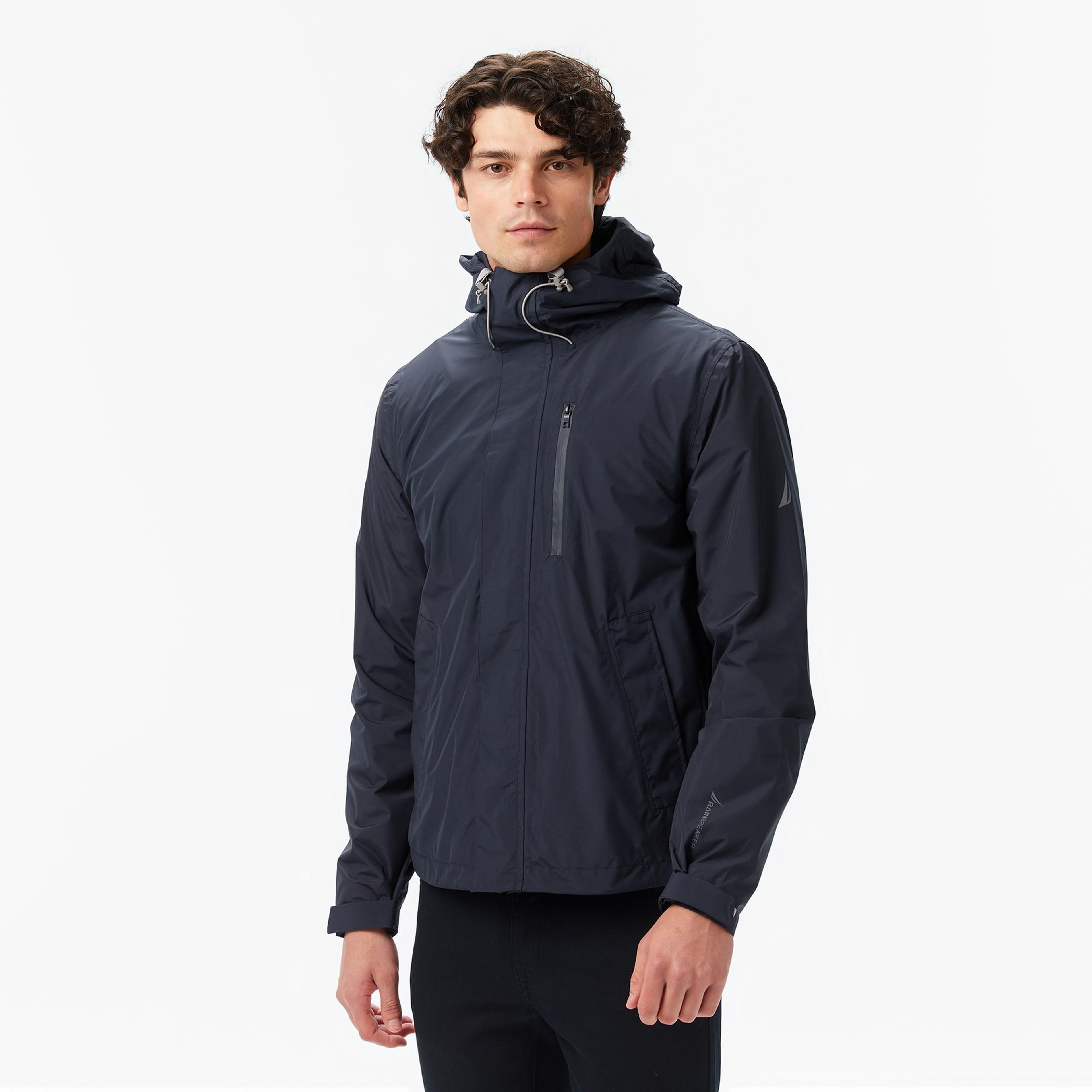 Nautica Erkek Siyah Regular Fit Kapüşonlu Su Geçirmez Yağmurluk