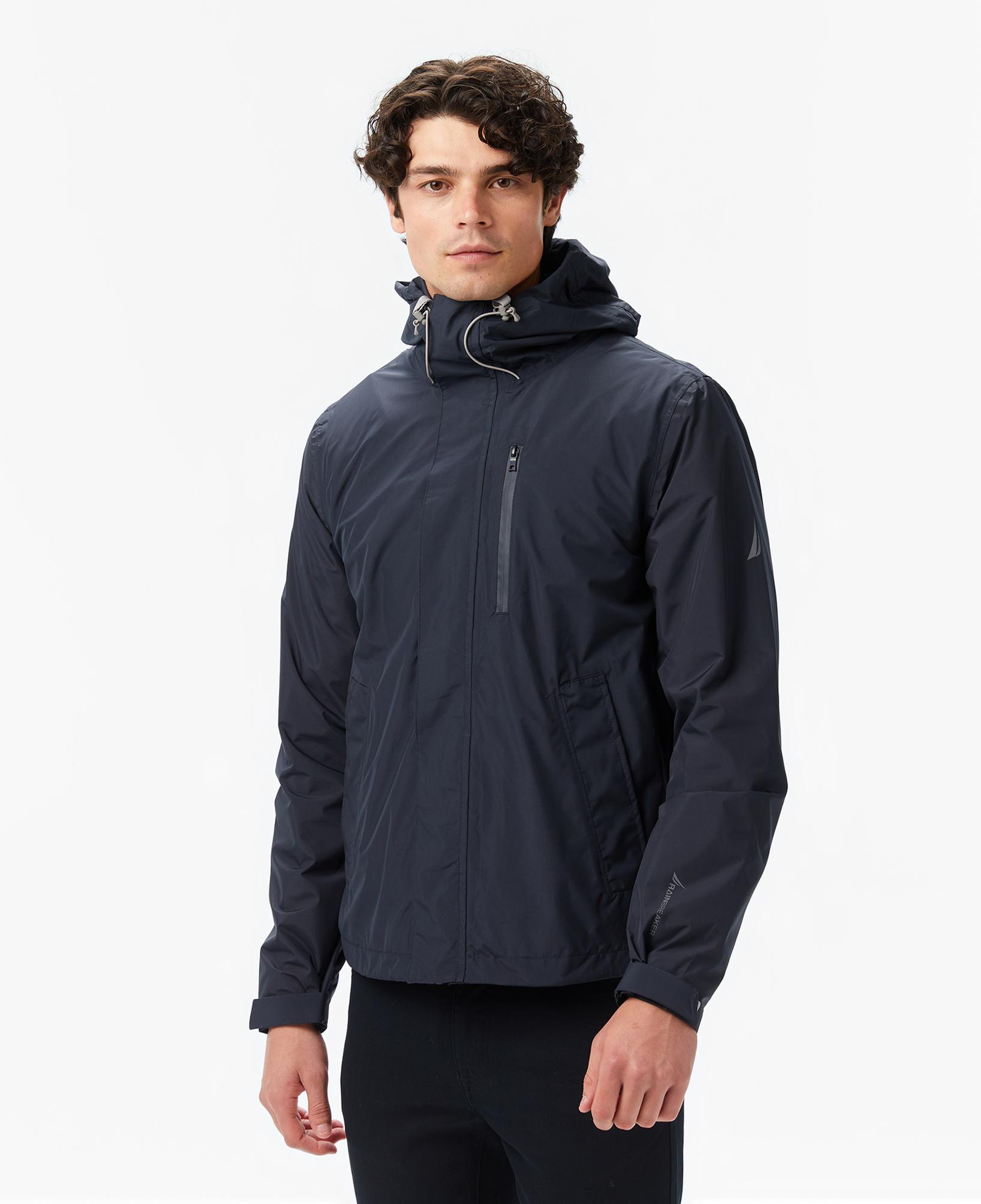 Nautica Erkek Siyah Regular Fit Kapüşonlu Su Geçirmez Yağmurluk