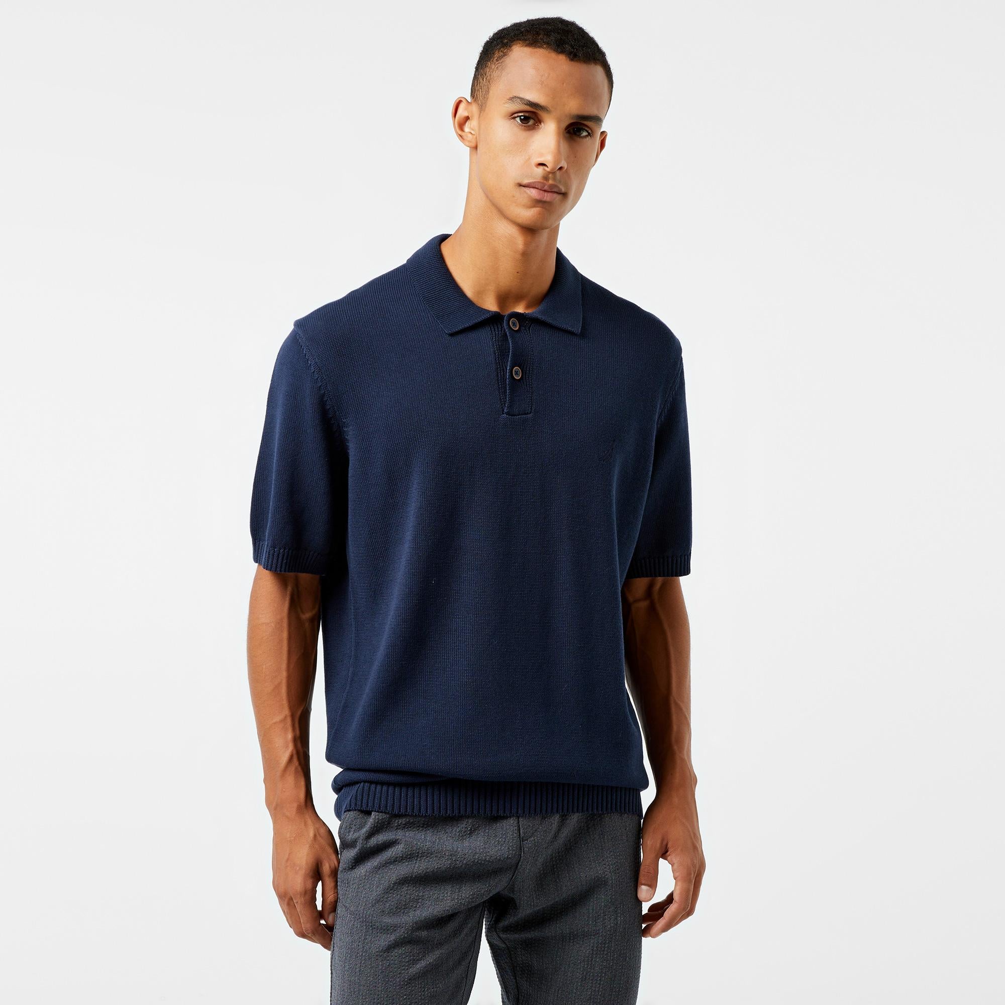 Nautica Erkek Lacivert Classic Fit Kısa Kollu Triko