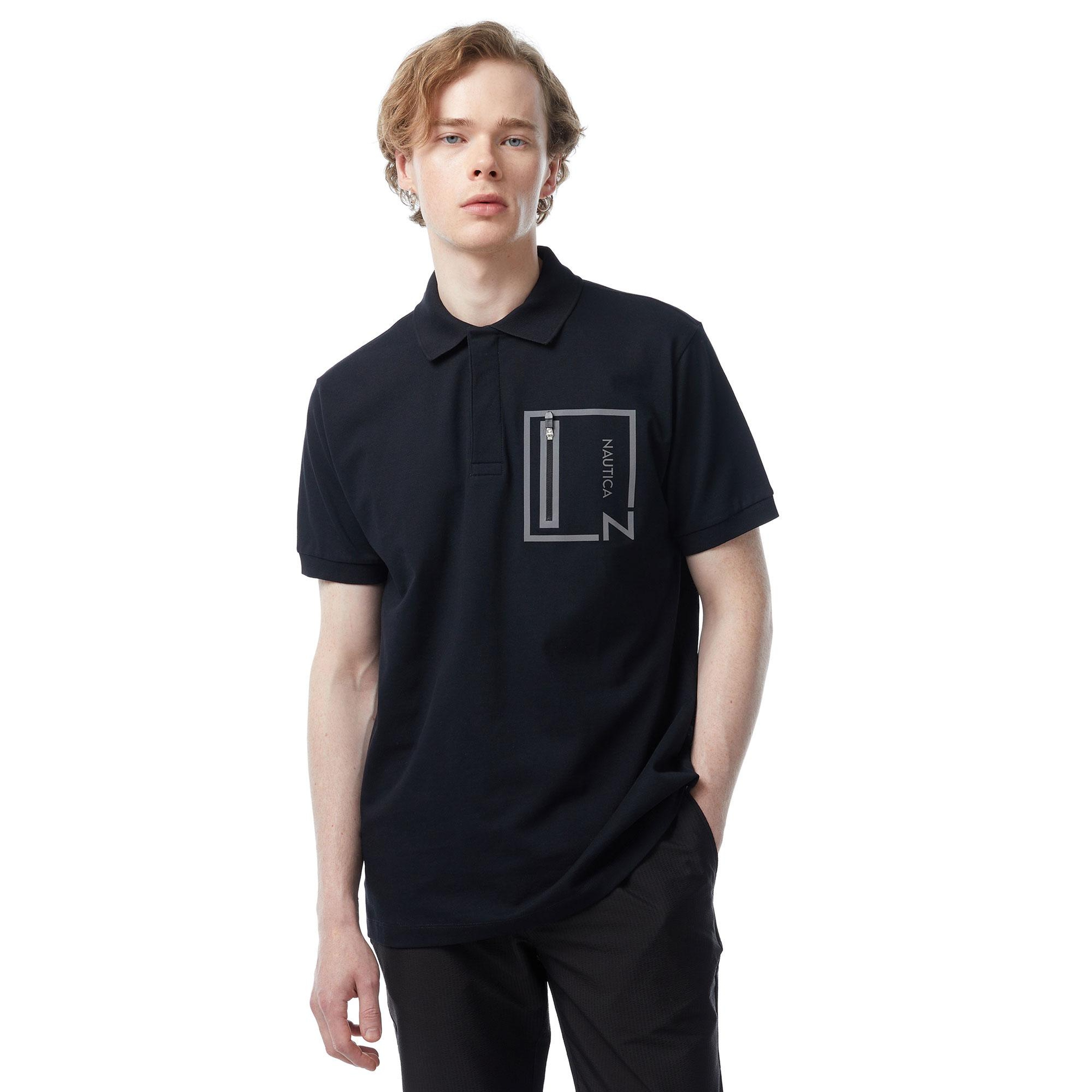 Nautica Erkek Siyah Classic Fit Kısa Kollu Polo Yaka T-Shirt