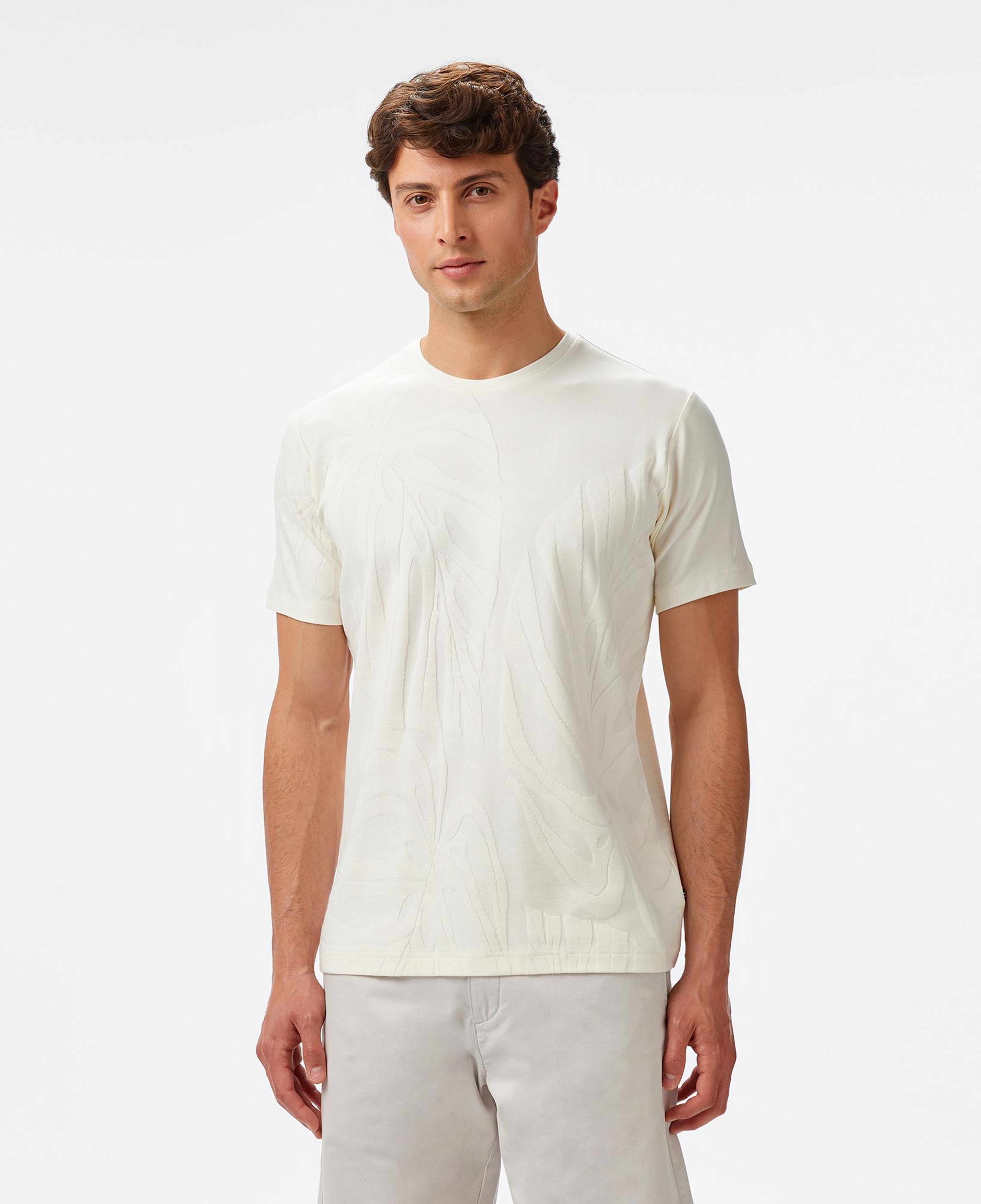 Nautica Erkek Krem Regular Fit Desenli T-Shirt