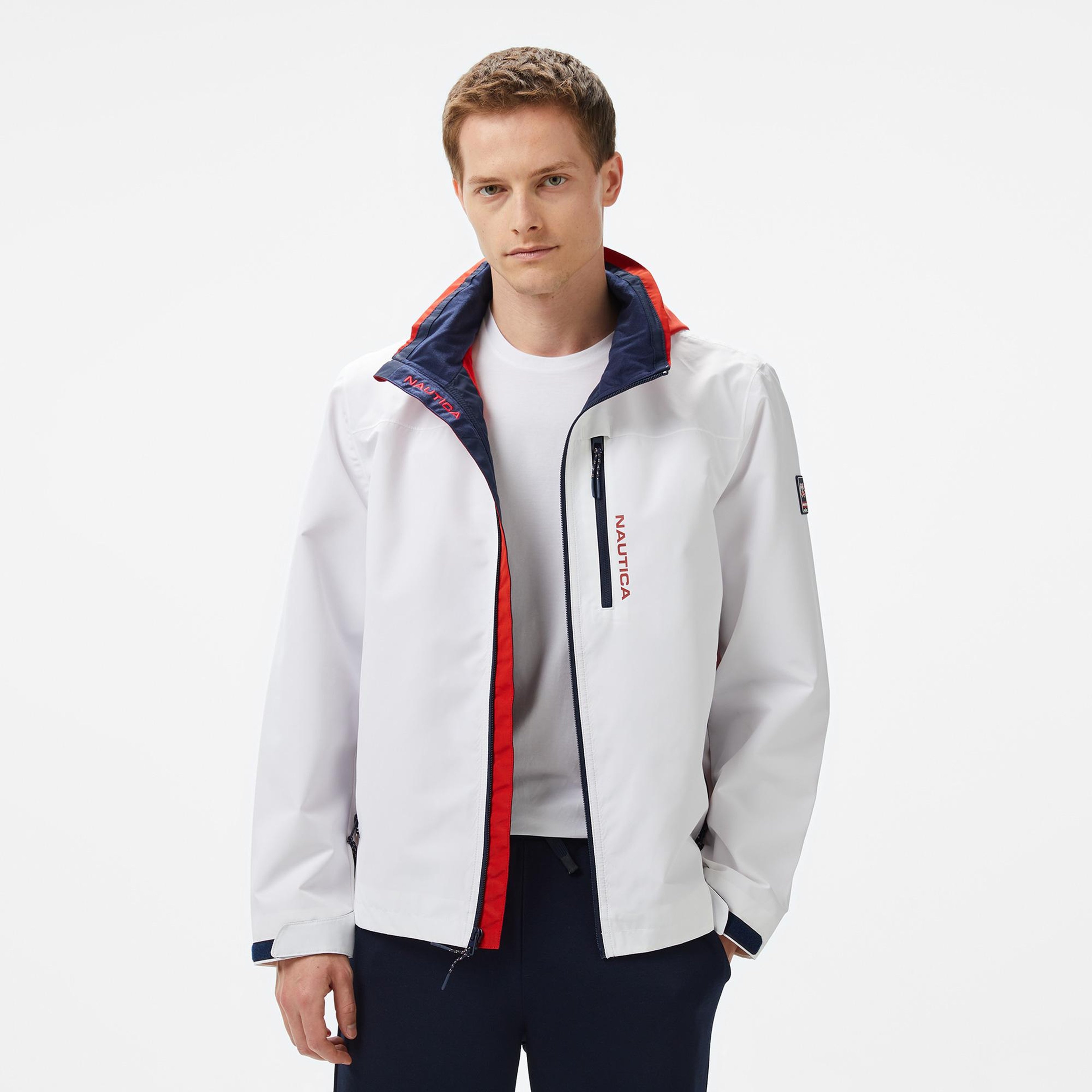 Nautica Erkek Beyaz Regular Fit Dik Yaka Mont