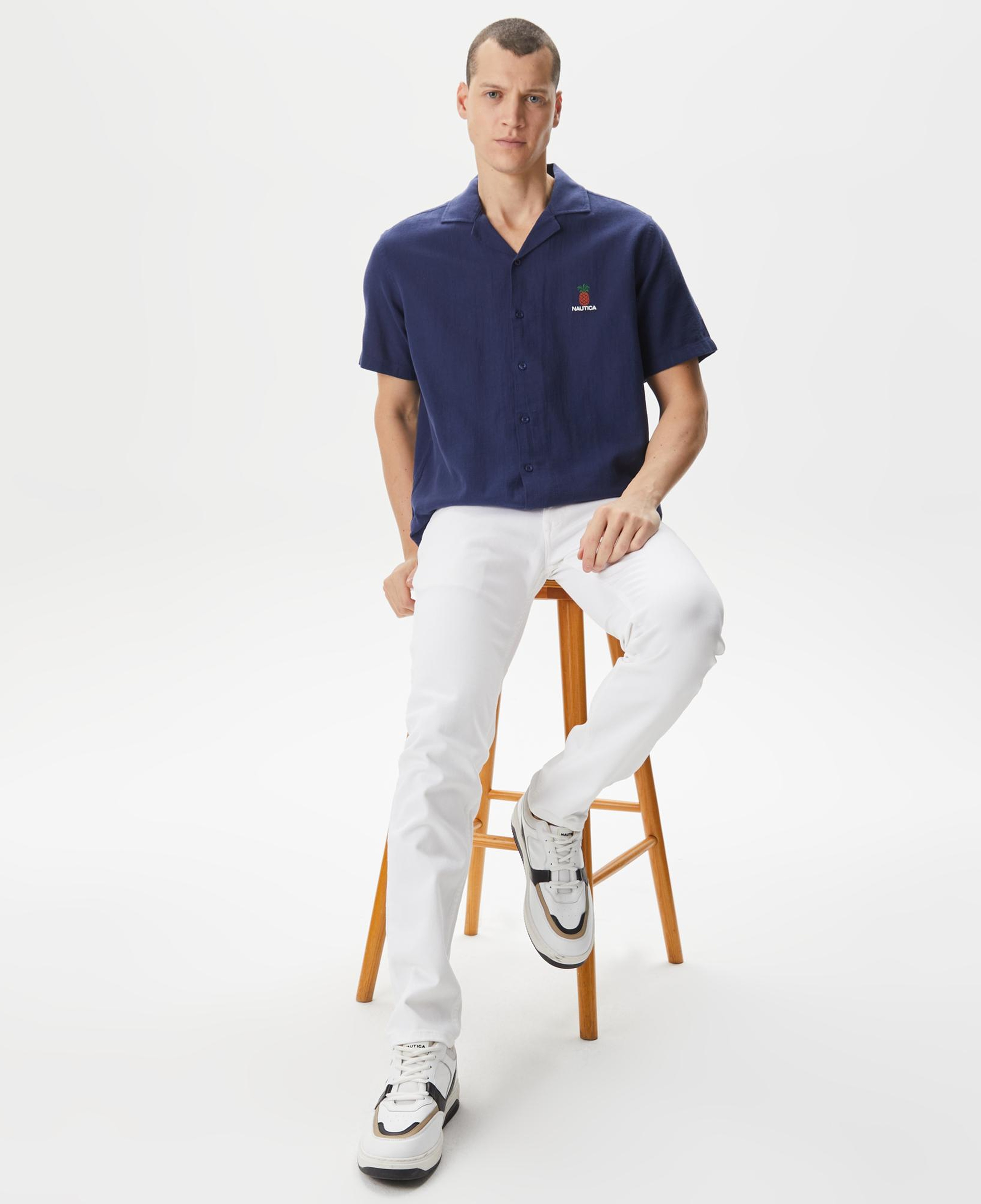 Nautica Erkek Lacivert Classic Fit Kısa Kollu Gömlek